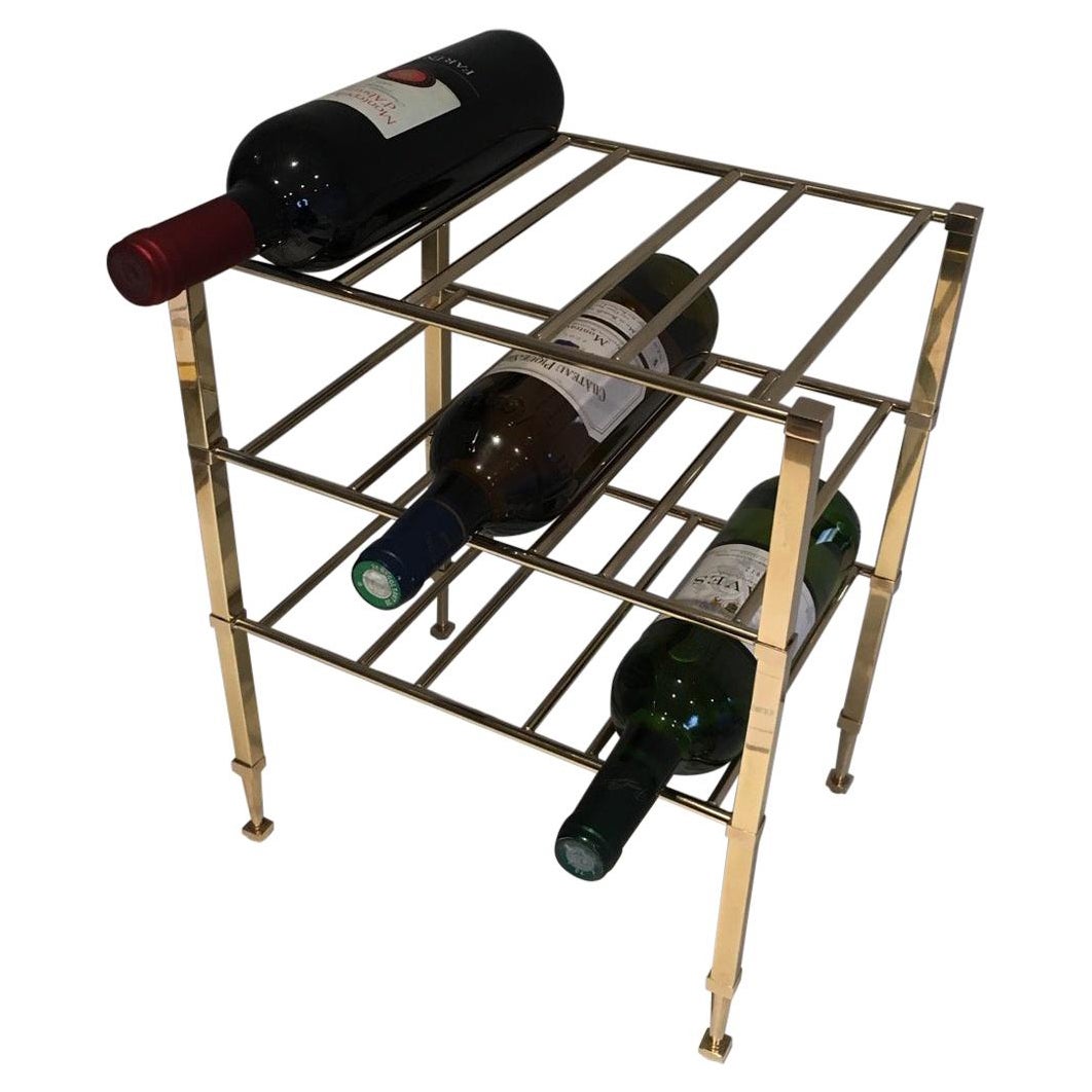 Attributed to Maison Jansen, Brass Wine Bottles Rack, French, circa 1940