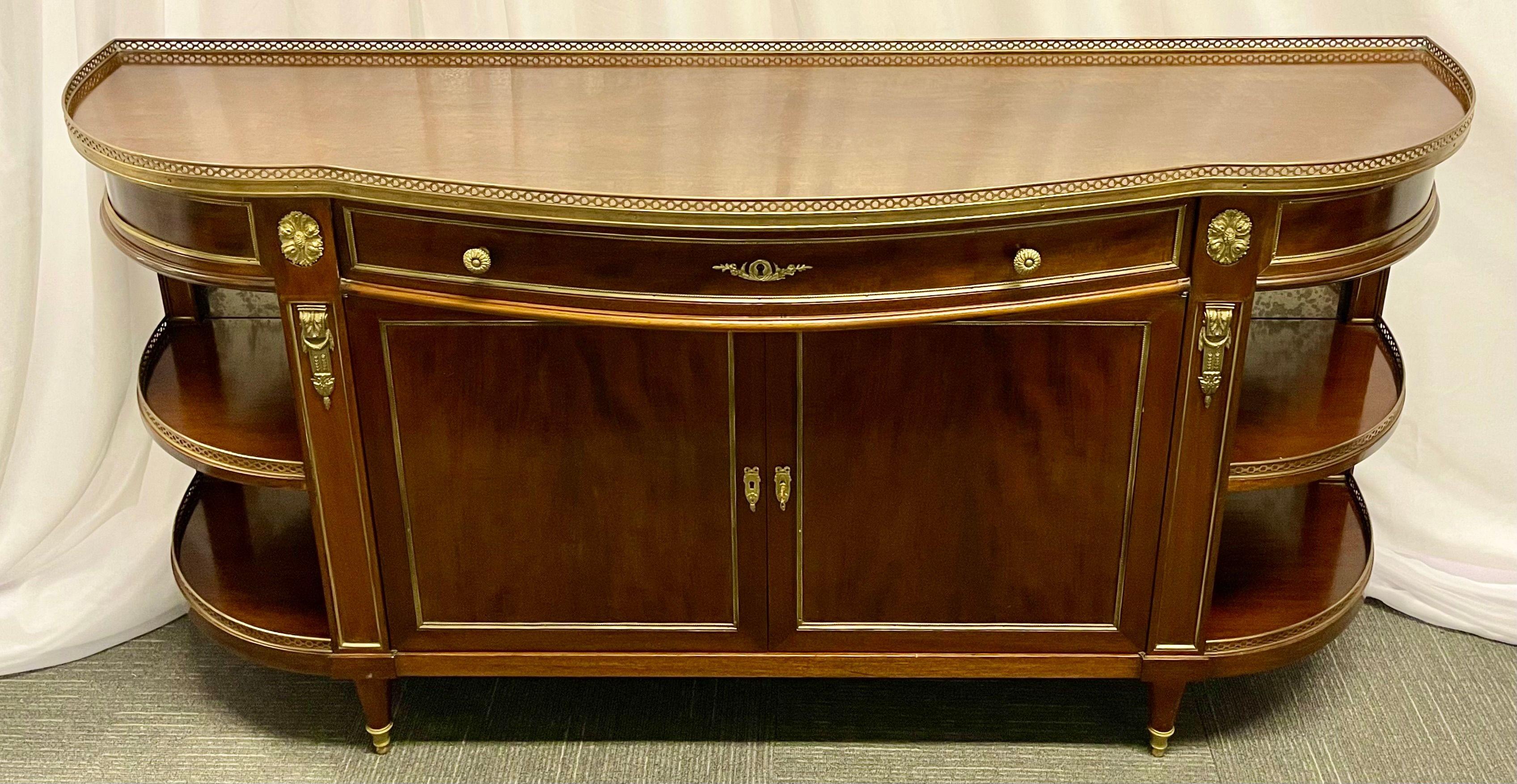Georgian Attributed to Maison Jansen Flame Mahogany Demilune Server Sideboard