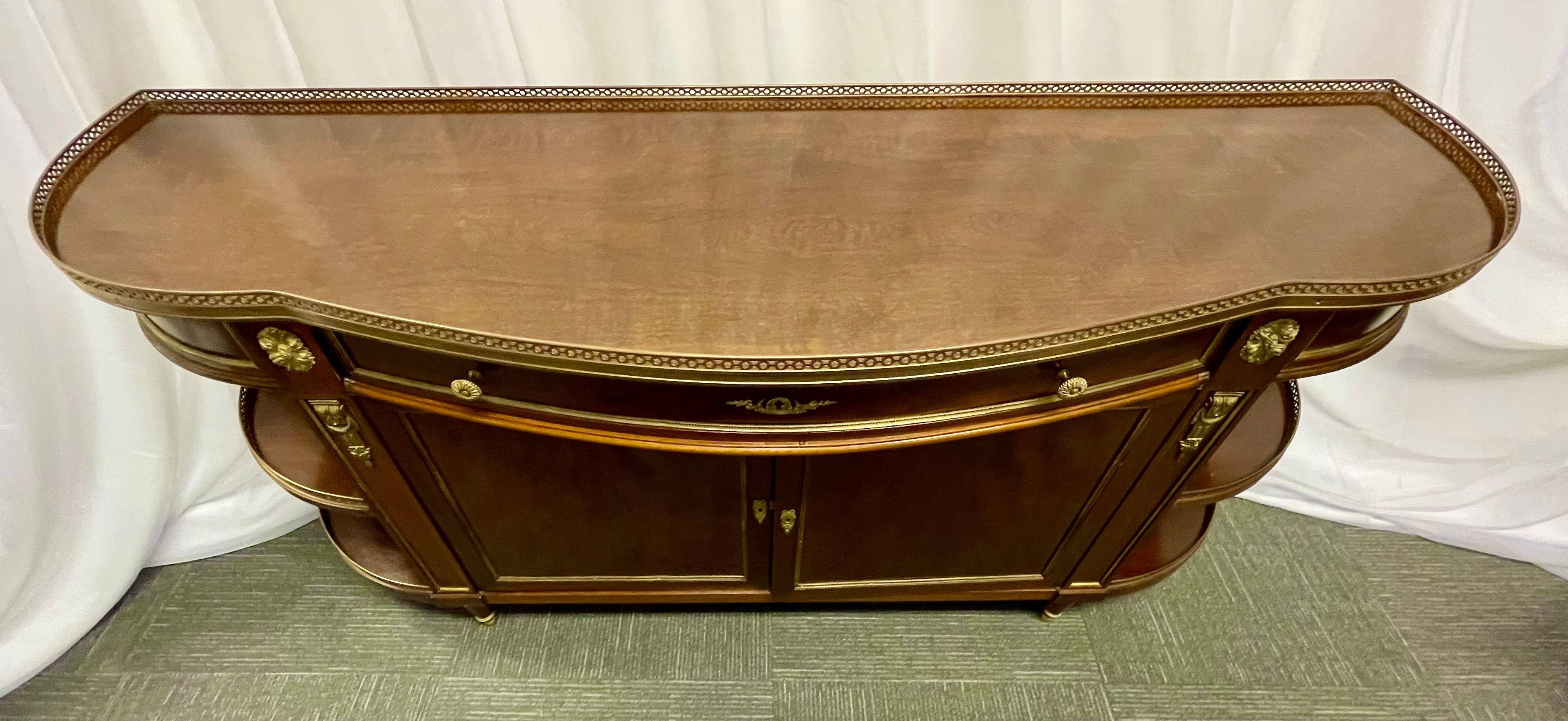 Attributed to Maison Jansen Flame Mahogany Demilune Server Sideboard 1