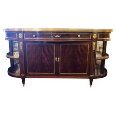 Attributed to Maison Jansen Flame Mahogany Demilune Server Sideboard