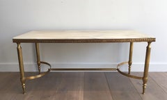 Attributed to Maison Jansen. Neoclassical Brass Coffee table with marble top