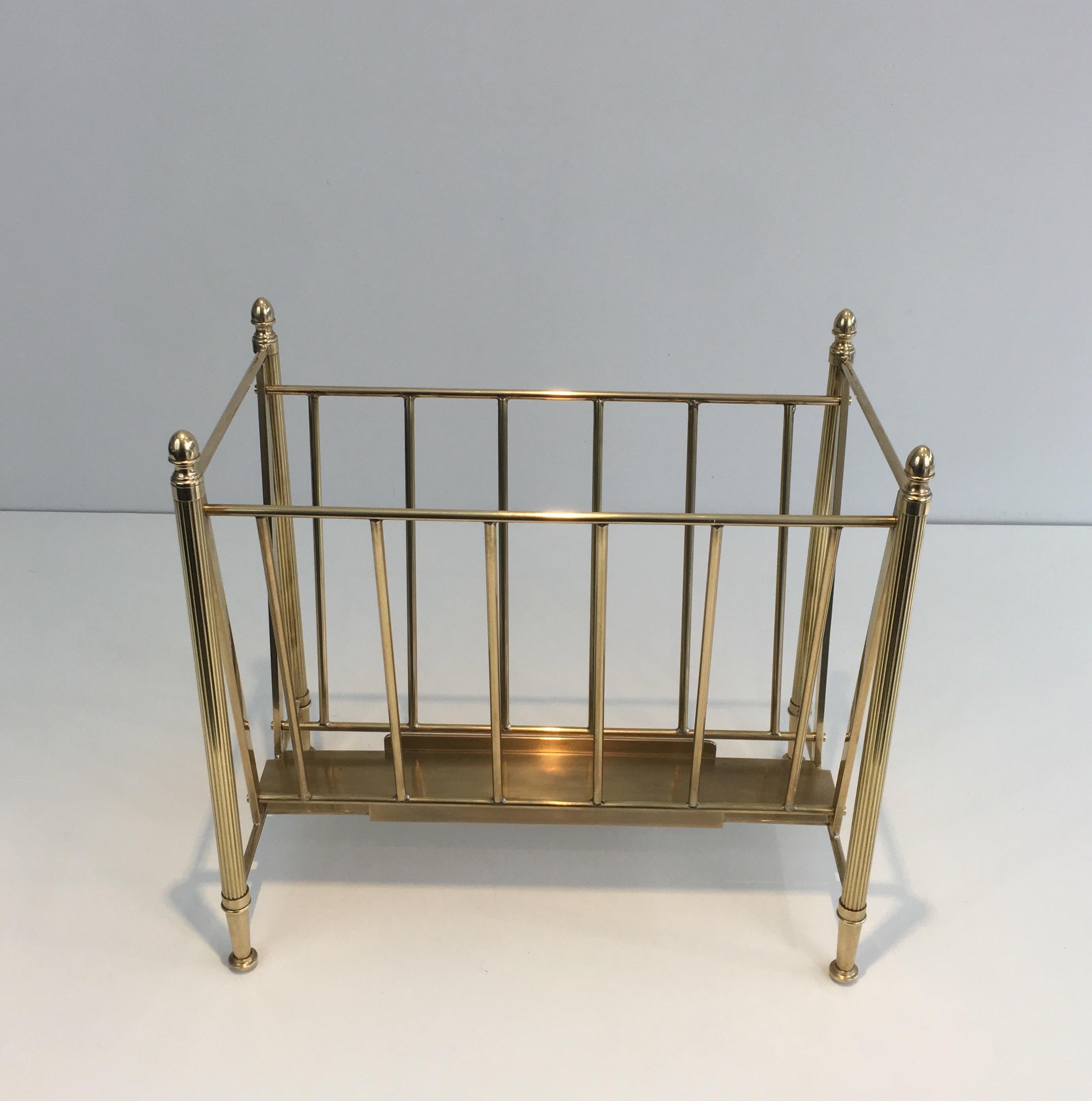 Attributed to Maison Jansen, Neoclassical Brass Magazine Rack, French, 1940s 6