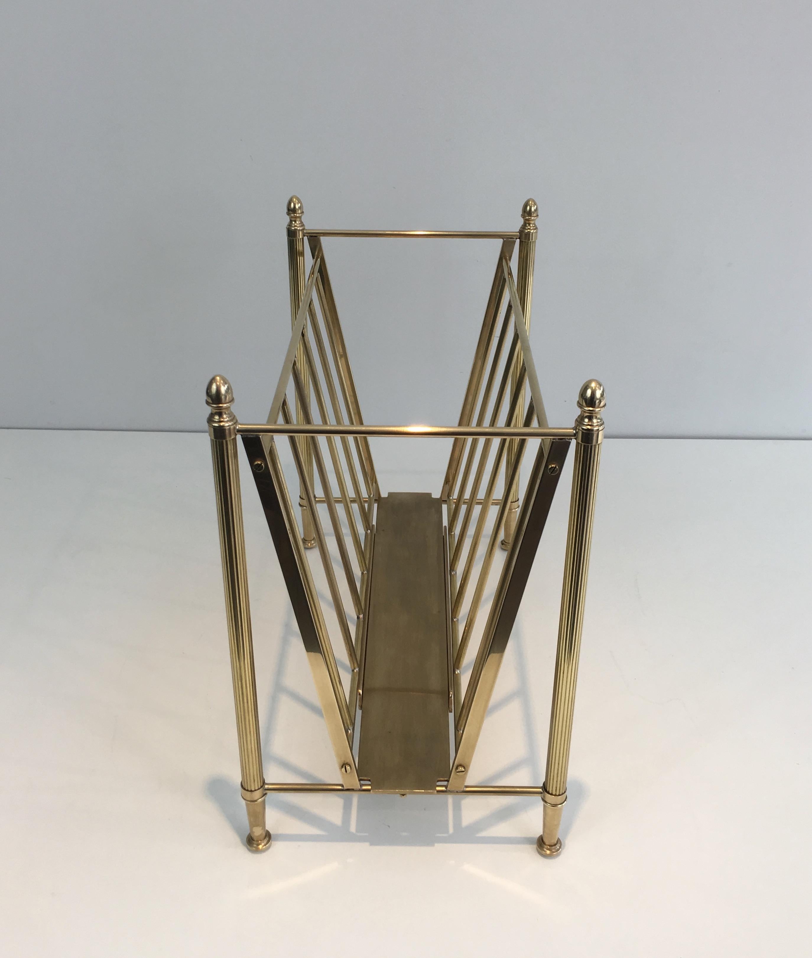 Attributed to Maison Jansen, Neoclassical Brass Magazine Rack, French, 1940s 7