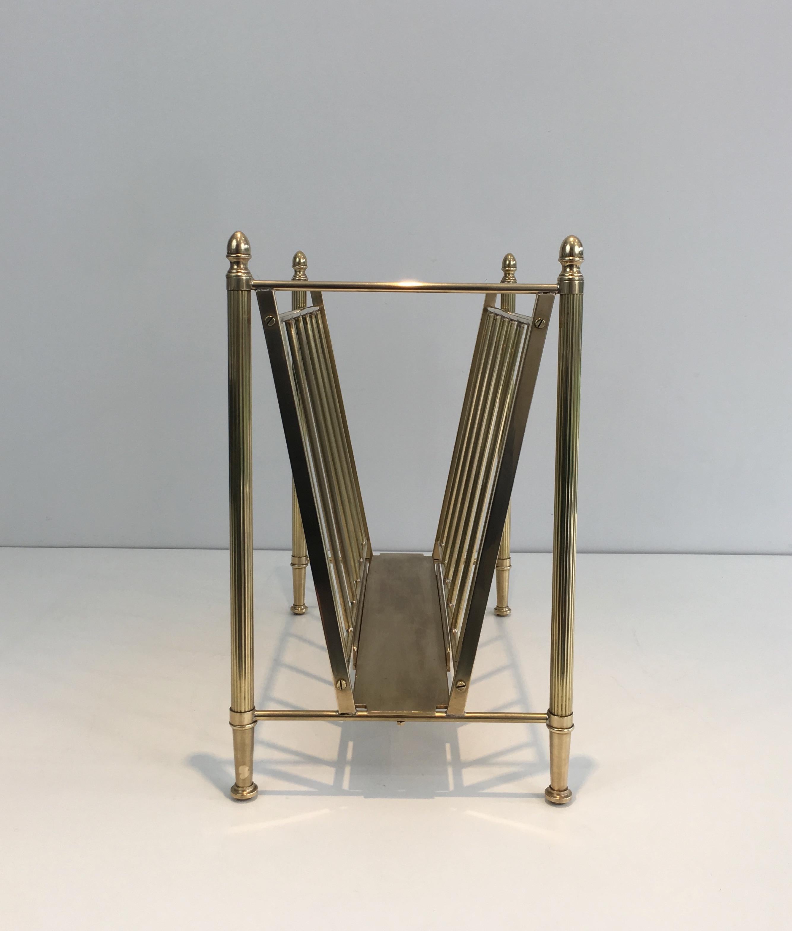 Attributed to Maison Jansen, Neoclassical Brass Magazine Rack, French, 1940s 8