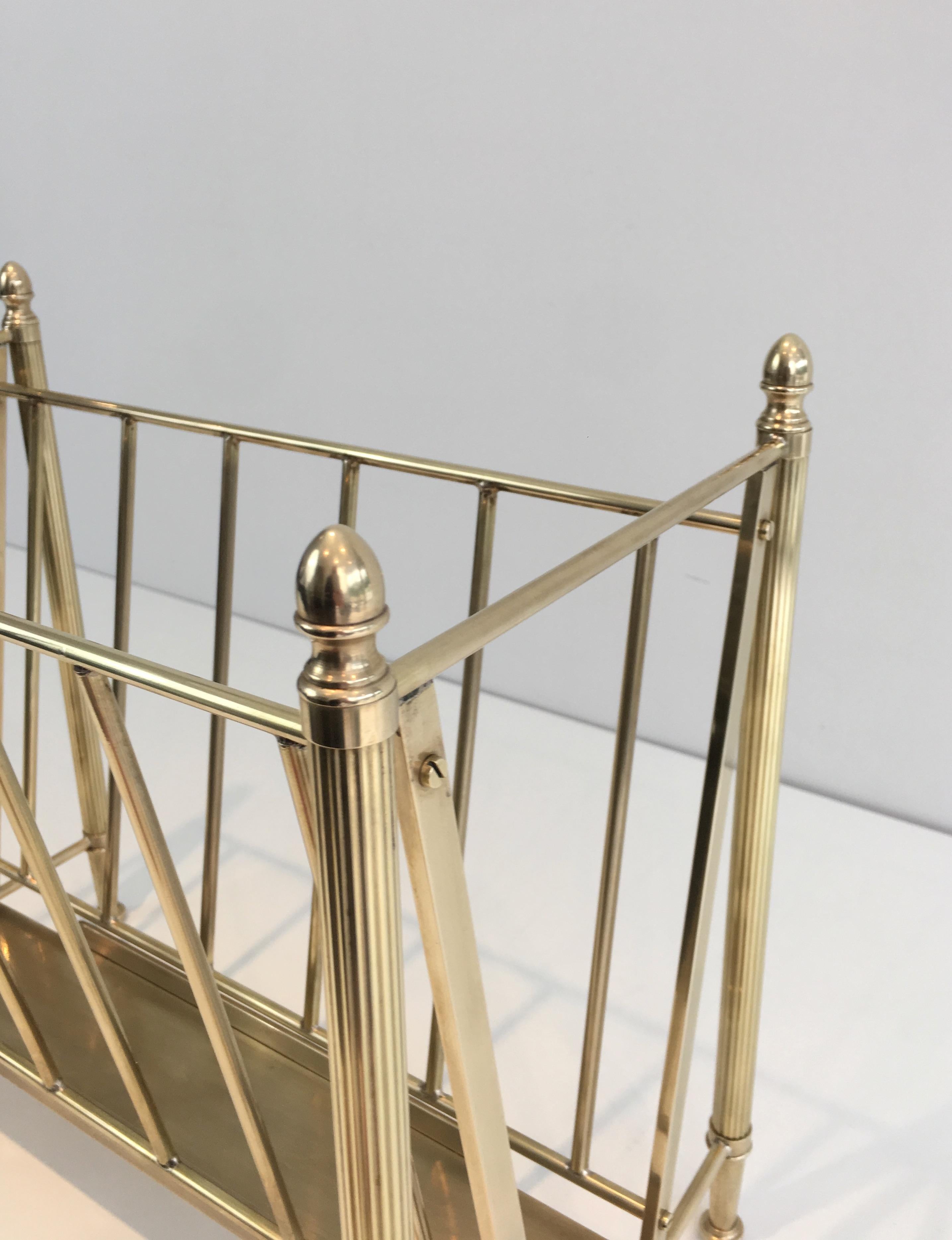 Attributed to Maison Jansen, Neoclassical Brass Magazine Rack, French, 1940s 10