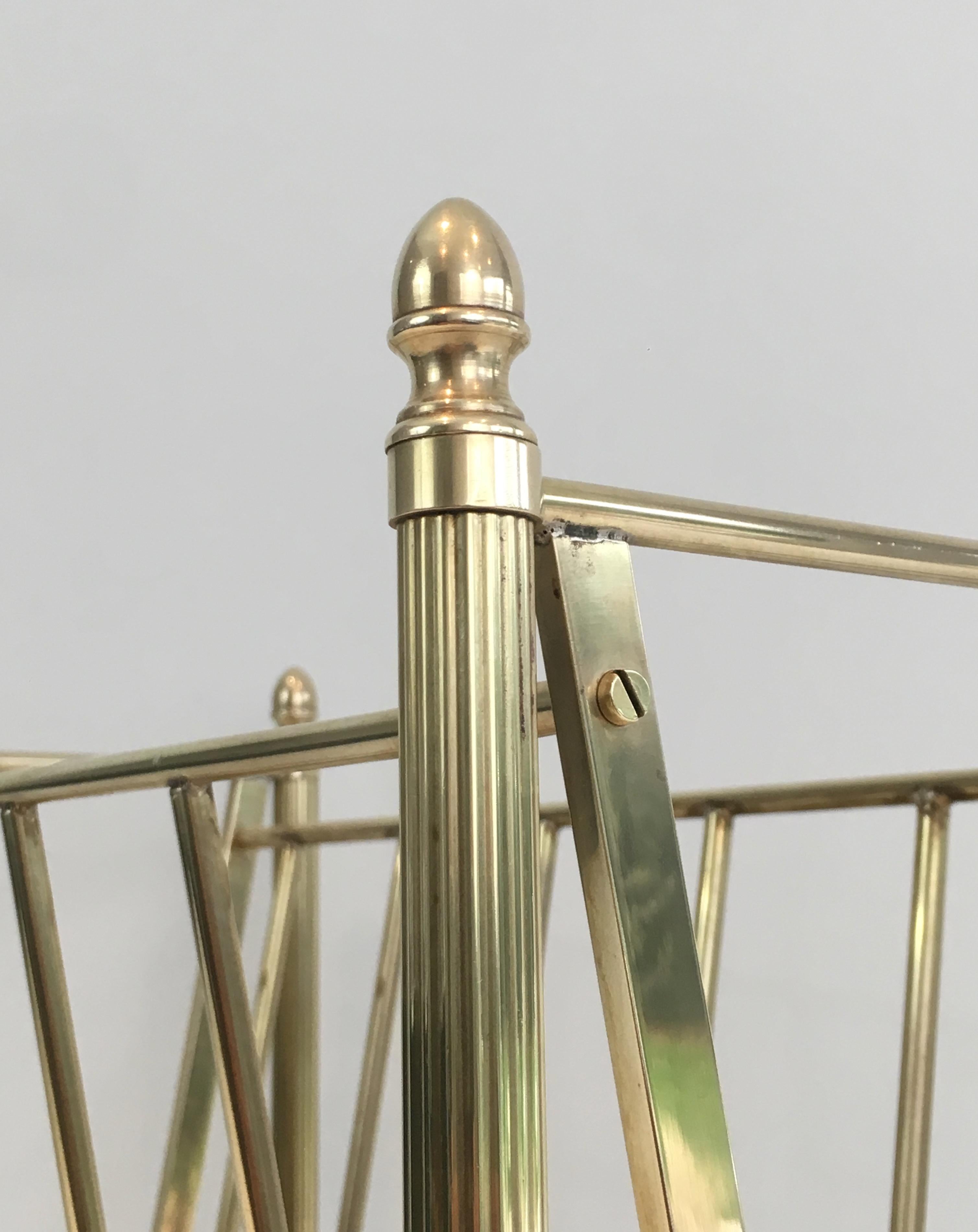Attributed to Maison Jansen, Neoclassical Brass Magazine Rack, French, 1940s 11