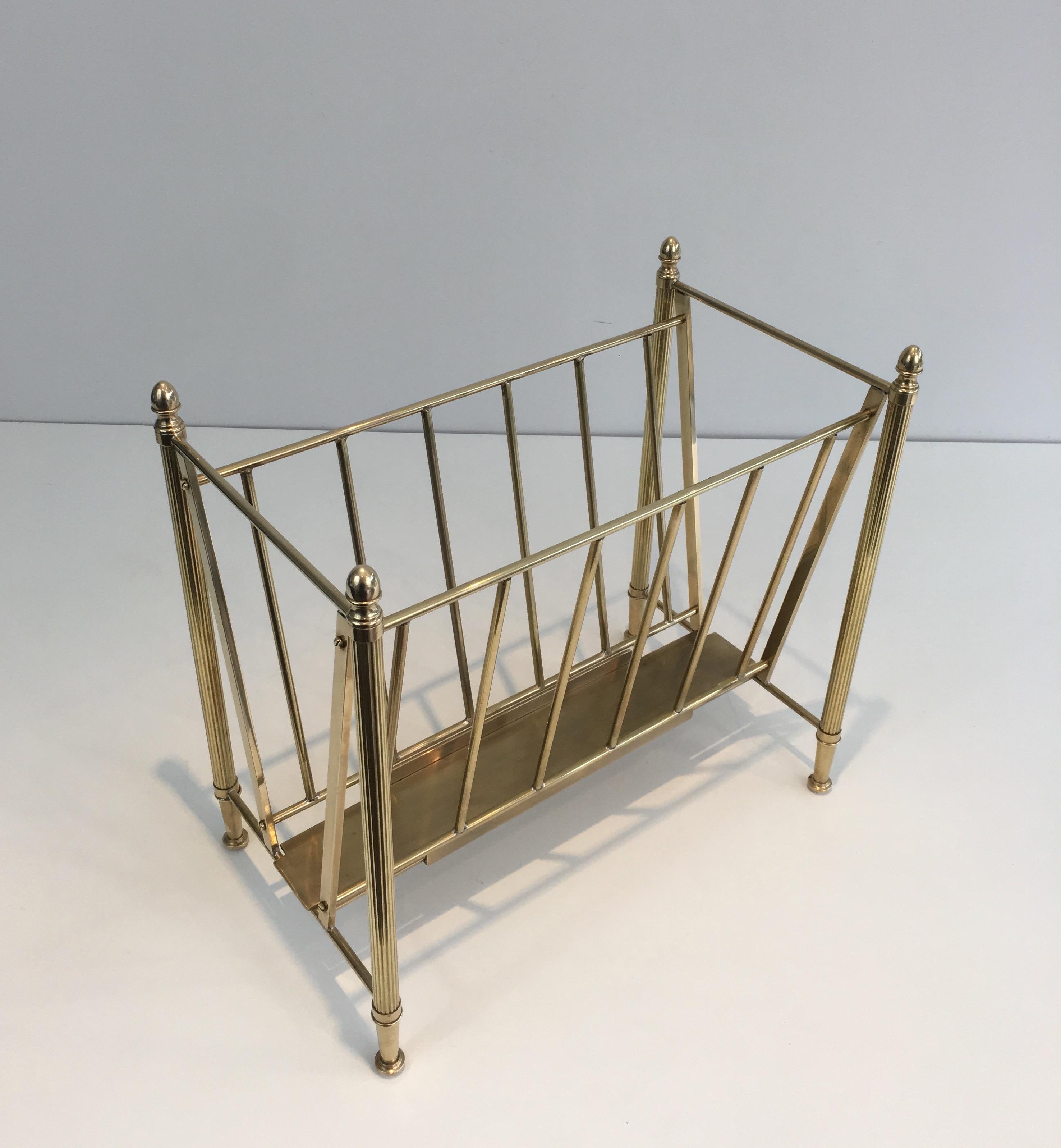 Attributed to Maison Jansen, Neoclassical Brass Magazine Rack, French, 1940s 13
