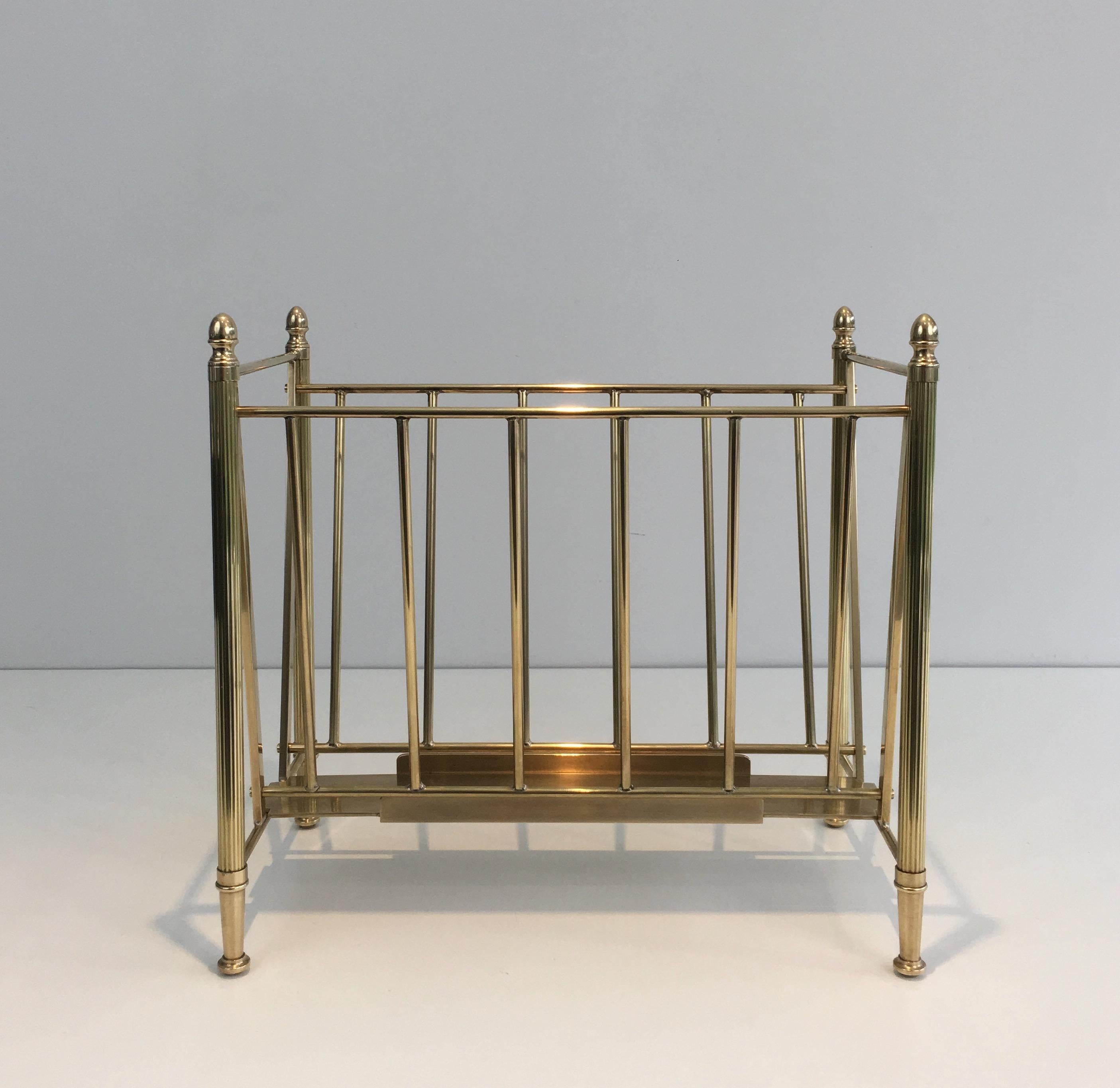 Attributed to Maison Jansen, Neoclassical Brass Magazine Rack, French, 1940s 14