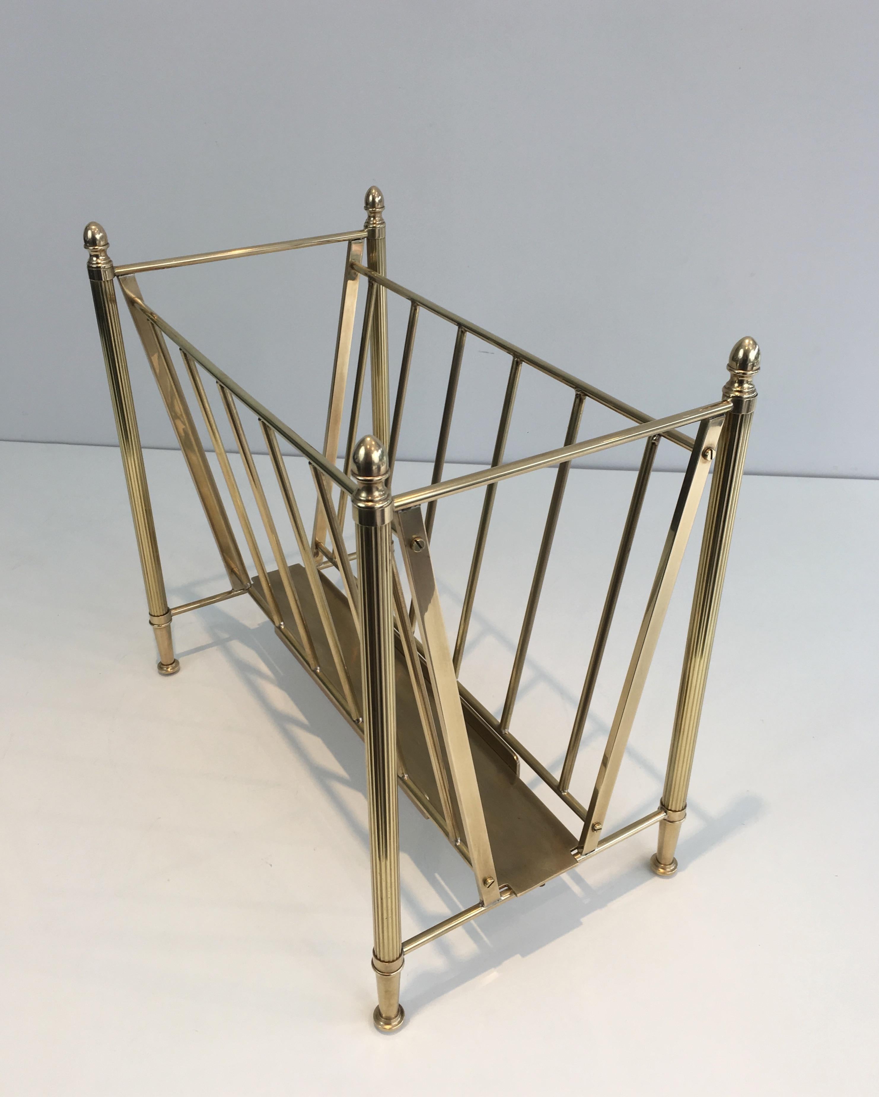 Attributed to Maison Jansen, Neoclassical Brass Magazine Rack, French, 1940s 15