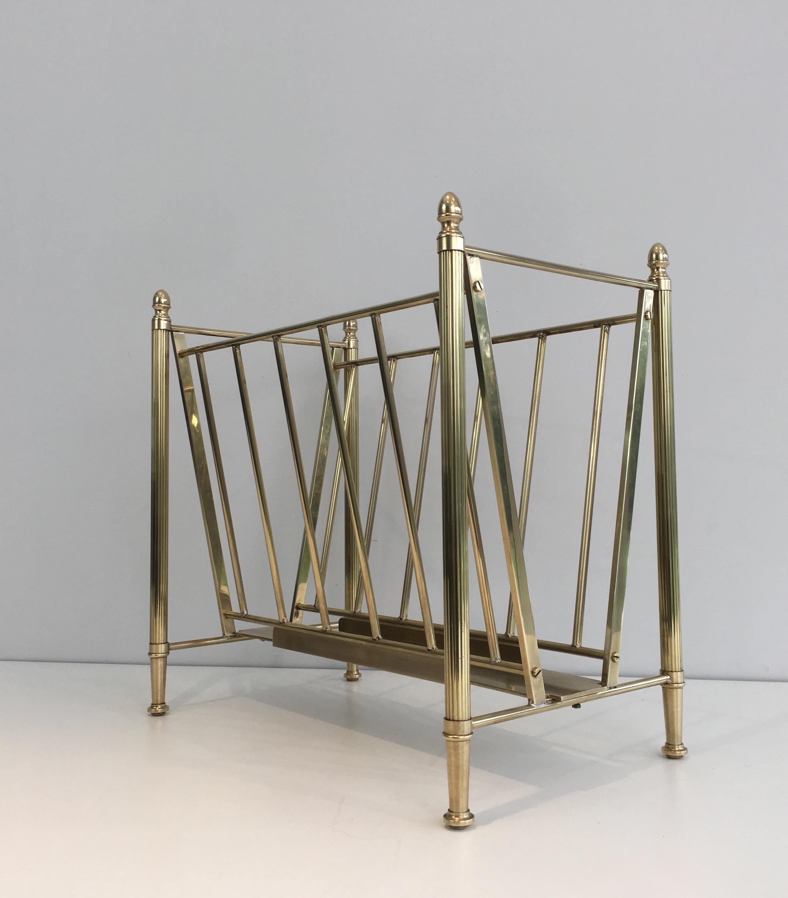 Attributed to Maison Jansen, Neoclassical Brass Magazine Rack, French, 1940s 5