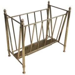 Attributed to Maison Jansen, Neoclassical Brass Magazine Rack, French, 1940s