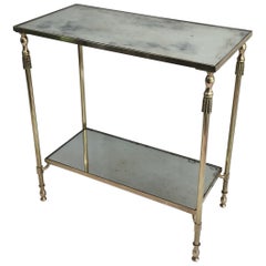 Attributed to Maison Jansen, Neoclassical Brass Side Table with Églomiséd Mirror