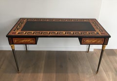Attributed to Maison Jansen, Neoclassical Drawer Desk with Greek Keys Decor