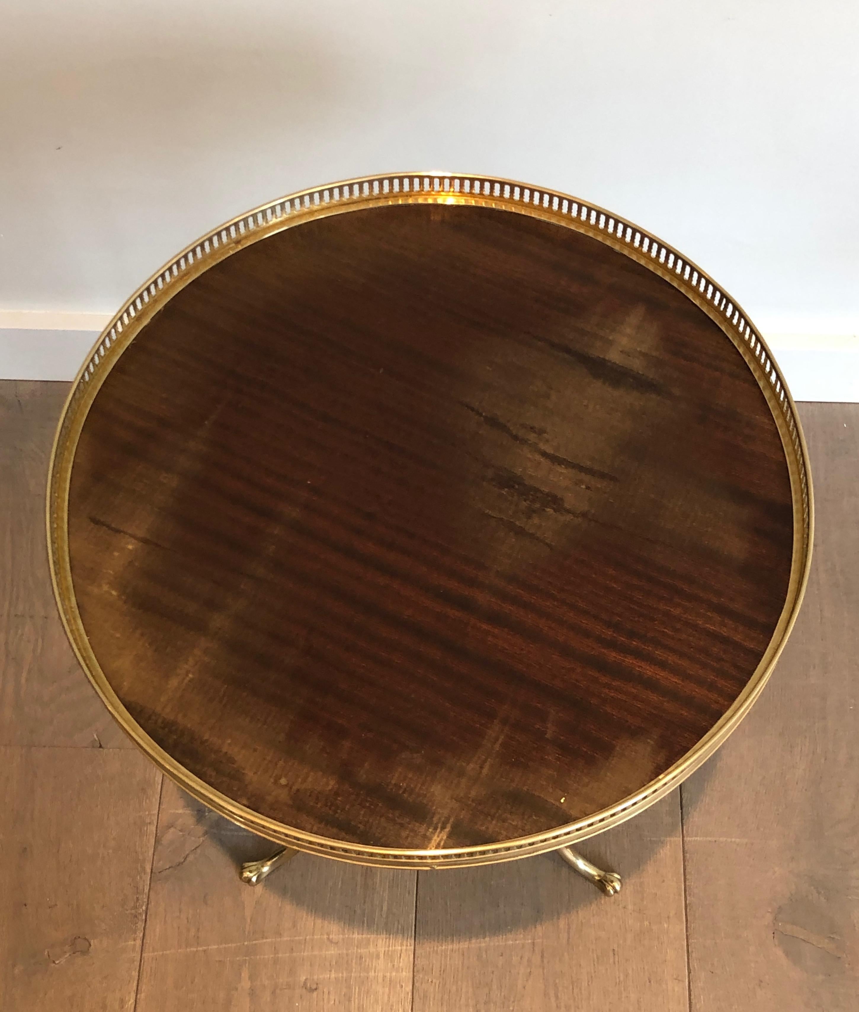 Attributed to Maison Jansen, Neoclassical Style Brass and Mahogany Side Table 5