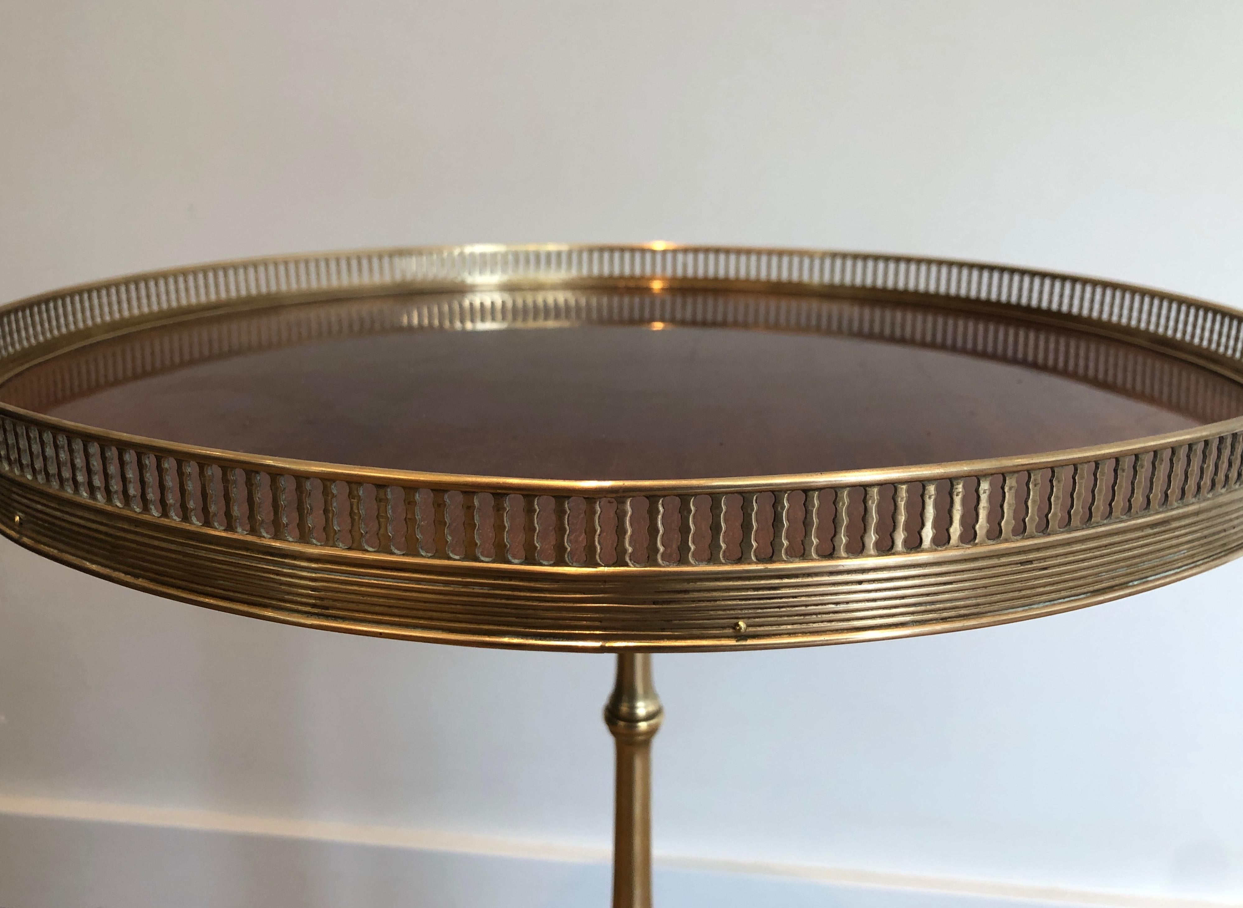 Mid-20th Century Attributed to Maison Jansen, Neoclassical Style Brass and Mahogany Side Table