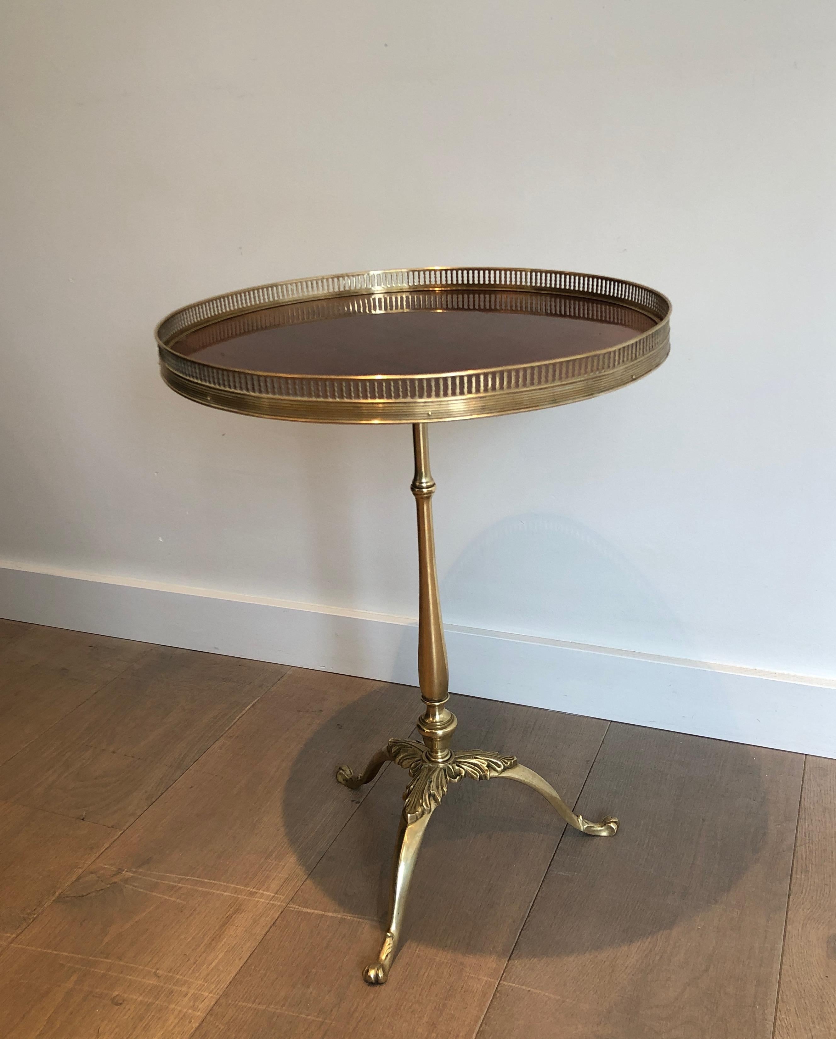 Attributed to Maison Jansen, Neoclassical Style Brass and Mahogany Side Table 4