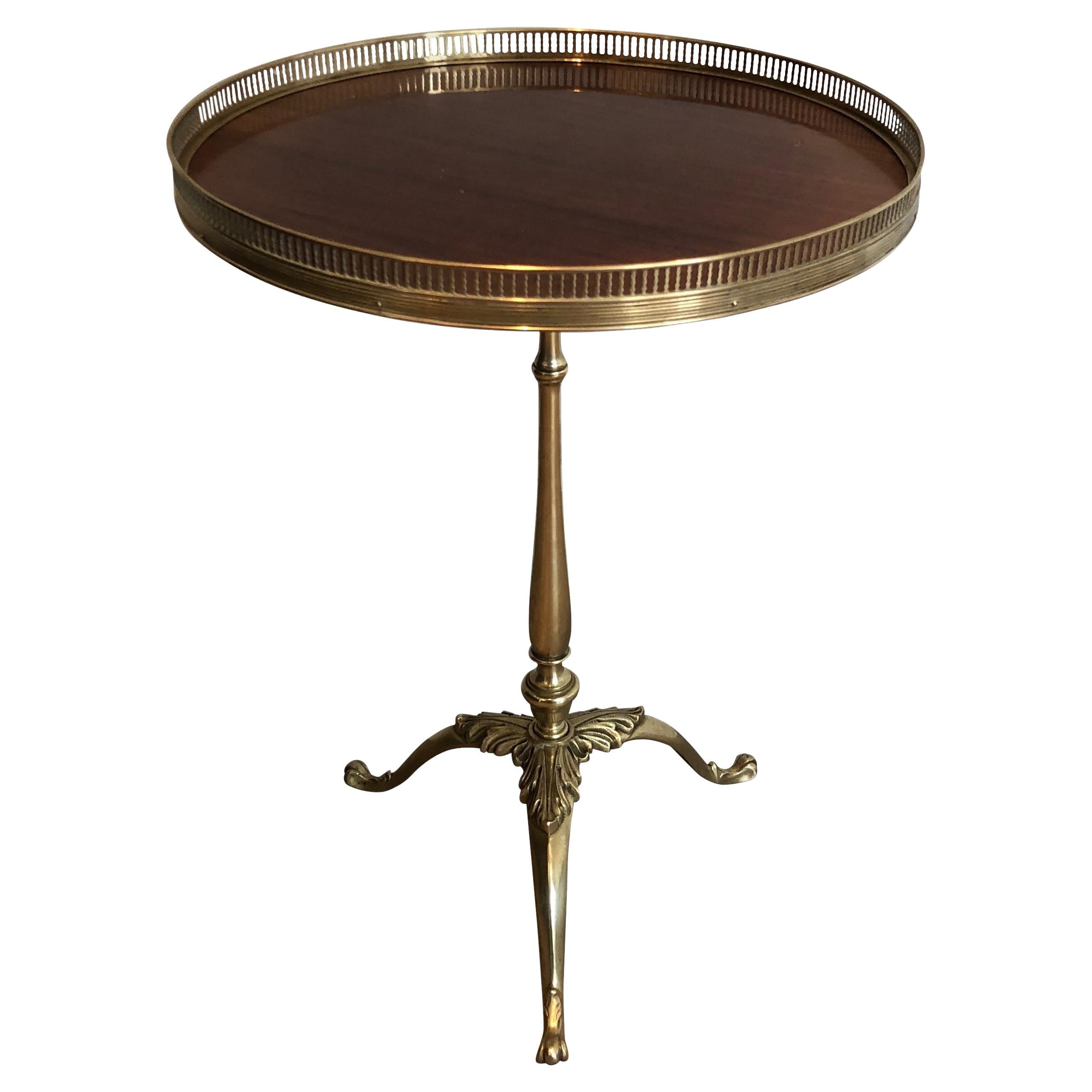 Attributed to Maison Jansen, Neoclassical Style Brass and Mahogany Side Table