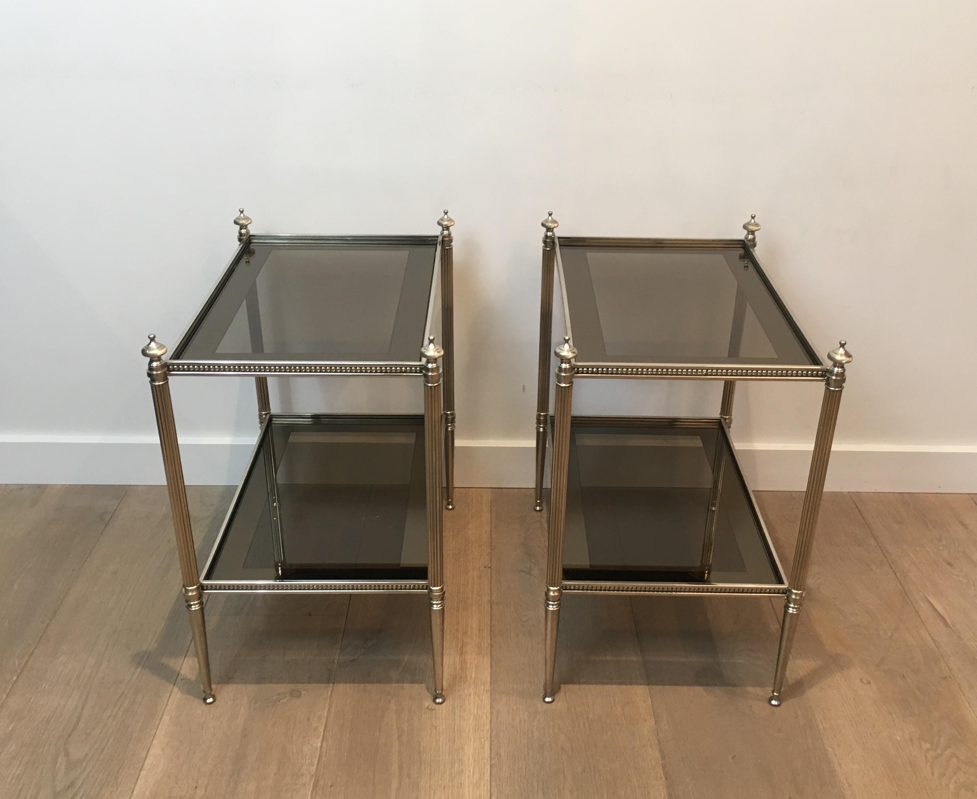 Pair of Neoclassical Stye Silvered Side Tables Attributed to Maison Jansen 4