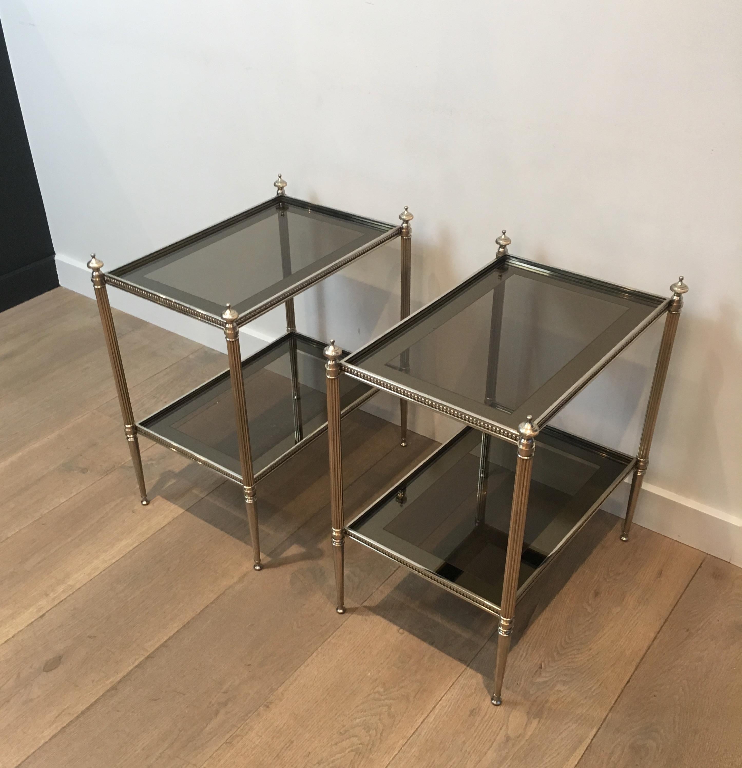 Pair of Neoclassical Stye Silvered Side Tables Attributed to Maison Jansen 5