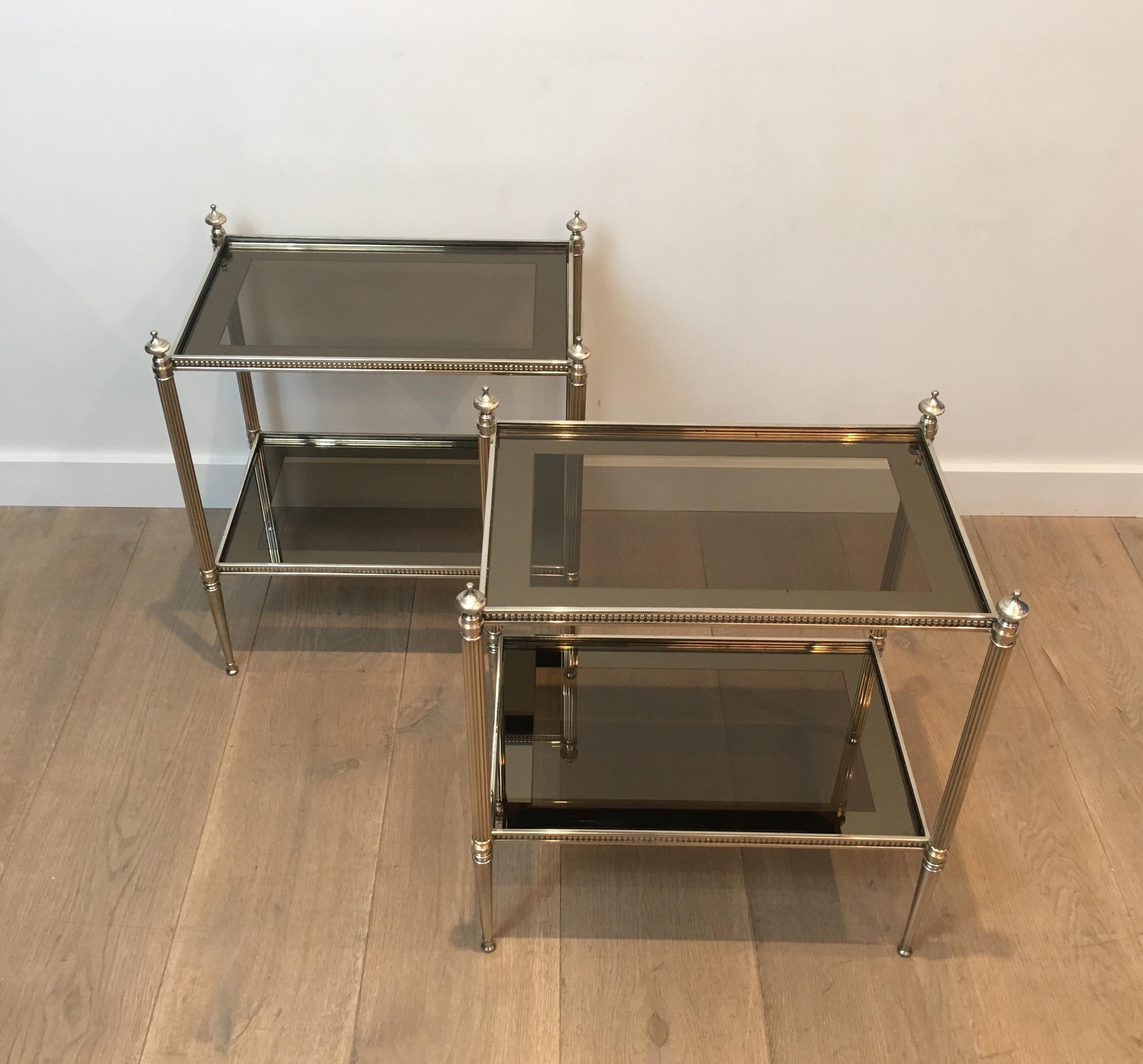 Pair of Neoclassical Stye Silvered Side Tables Attributed to Maison Jansen 6