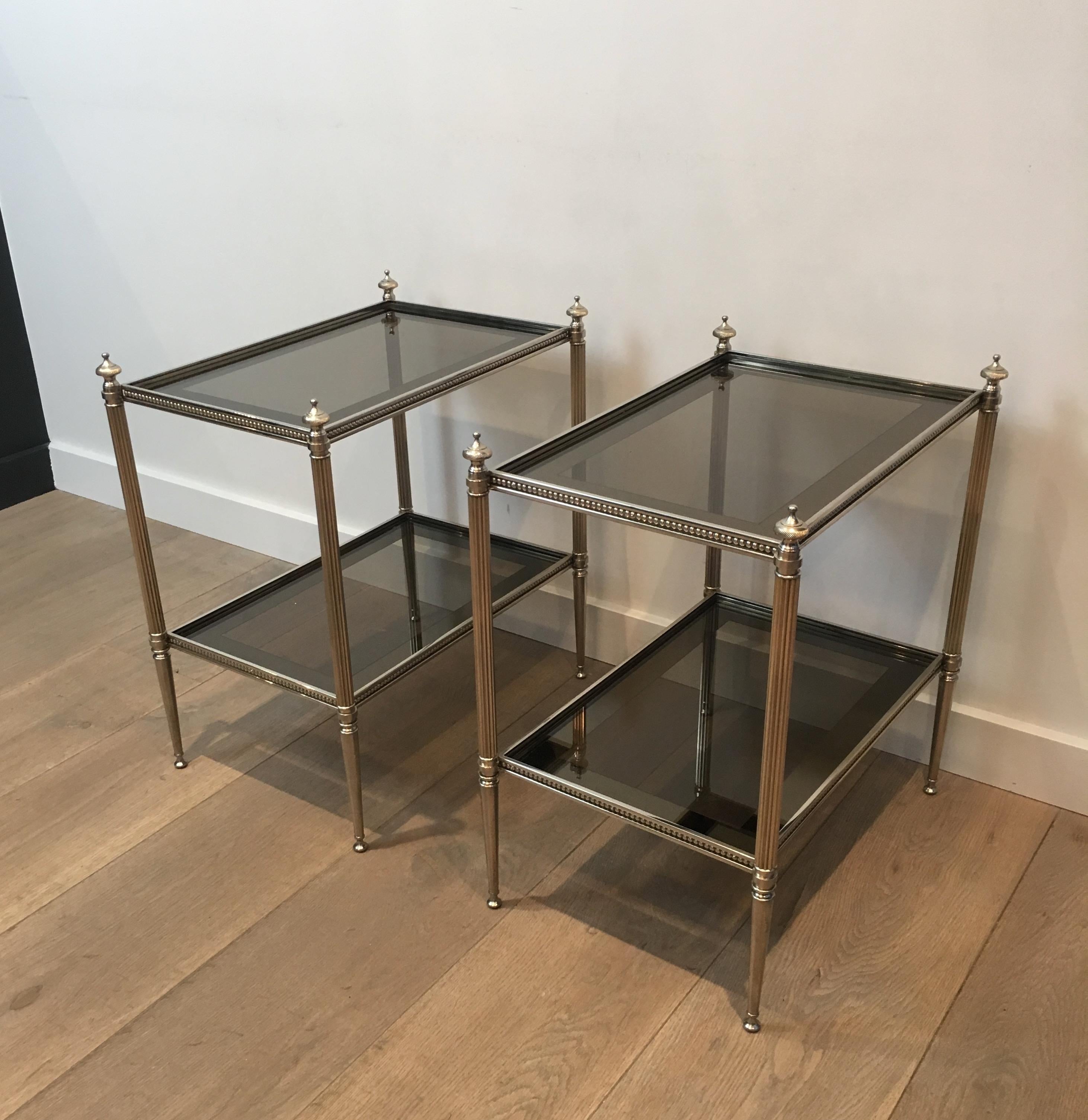 Pair of Neoclassical Stye Silvered Side Tables Attributed to Maison Jansen 8
