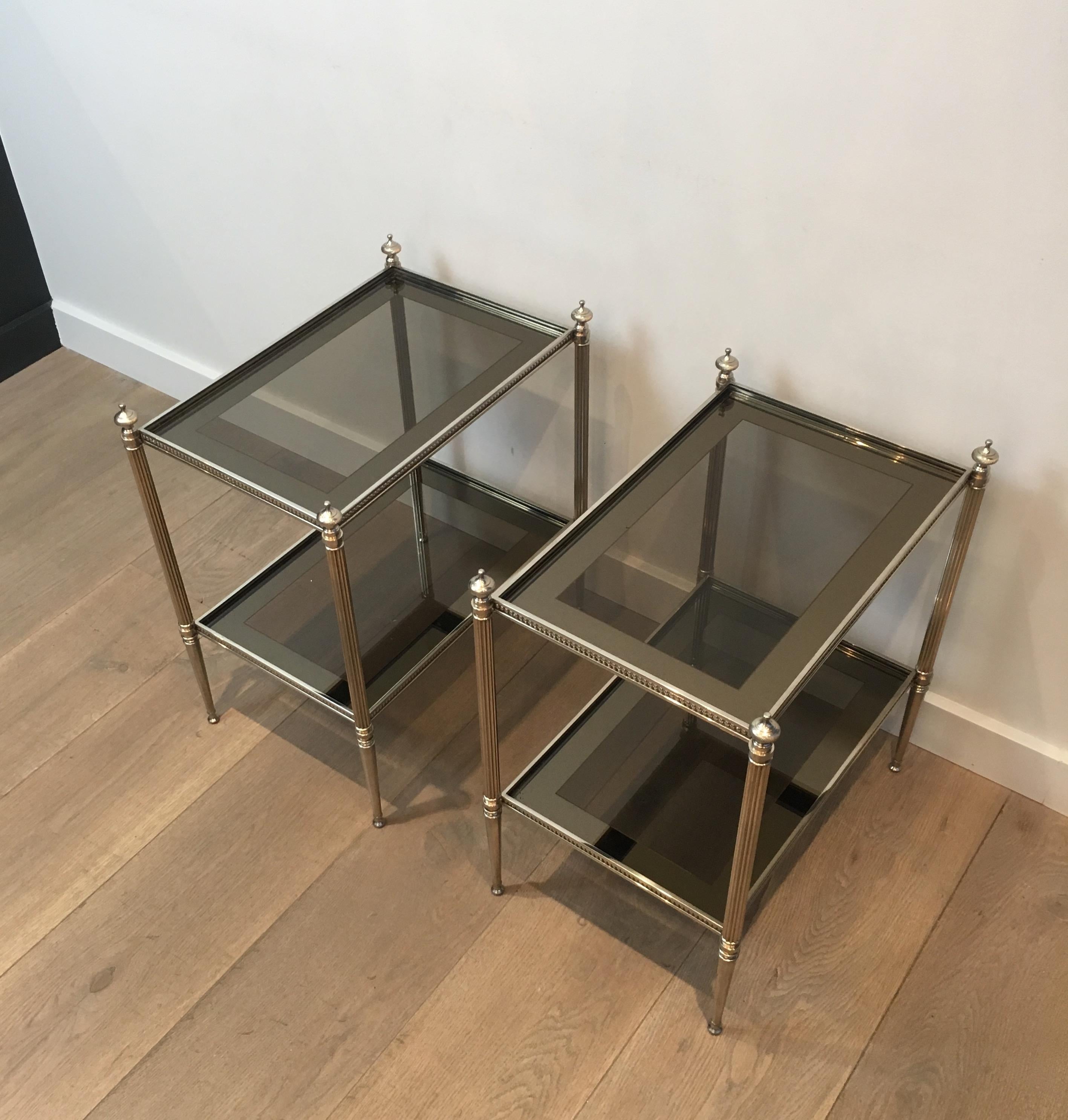 Pair of Neoclassical Stye Silvered Side Tables Attributed to Maison Jansen 9