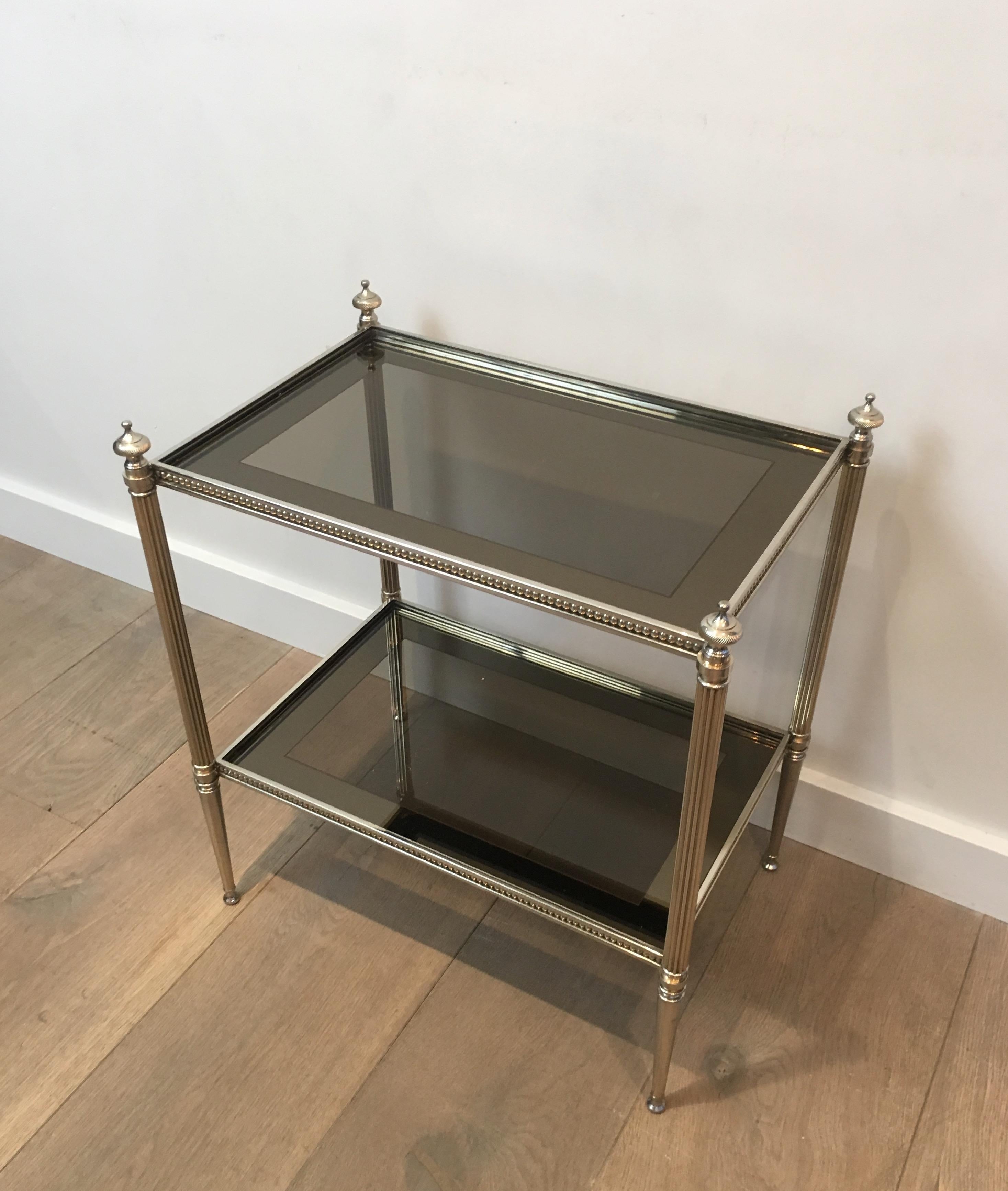 Pair of Neoclassical Stye Silvered Side Tables Attributed to Maison Jansen 10