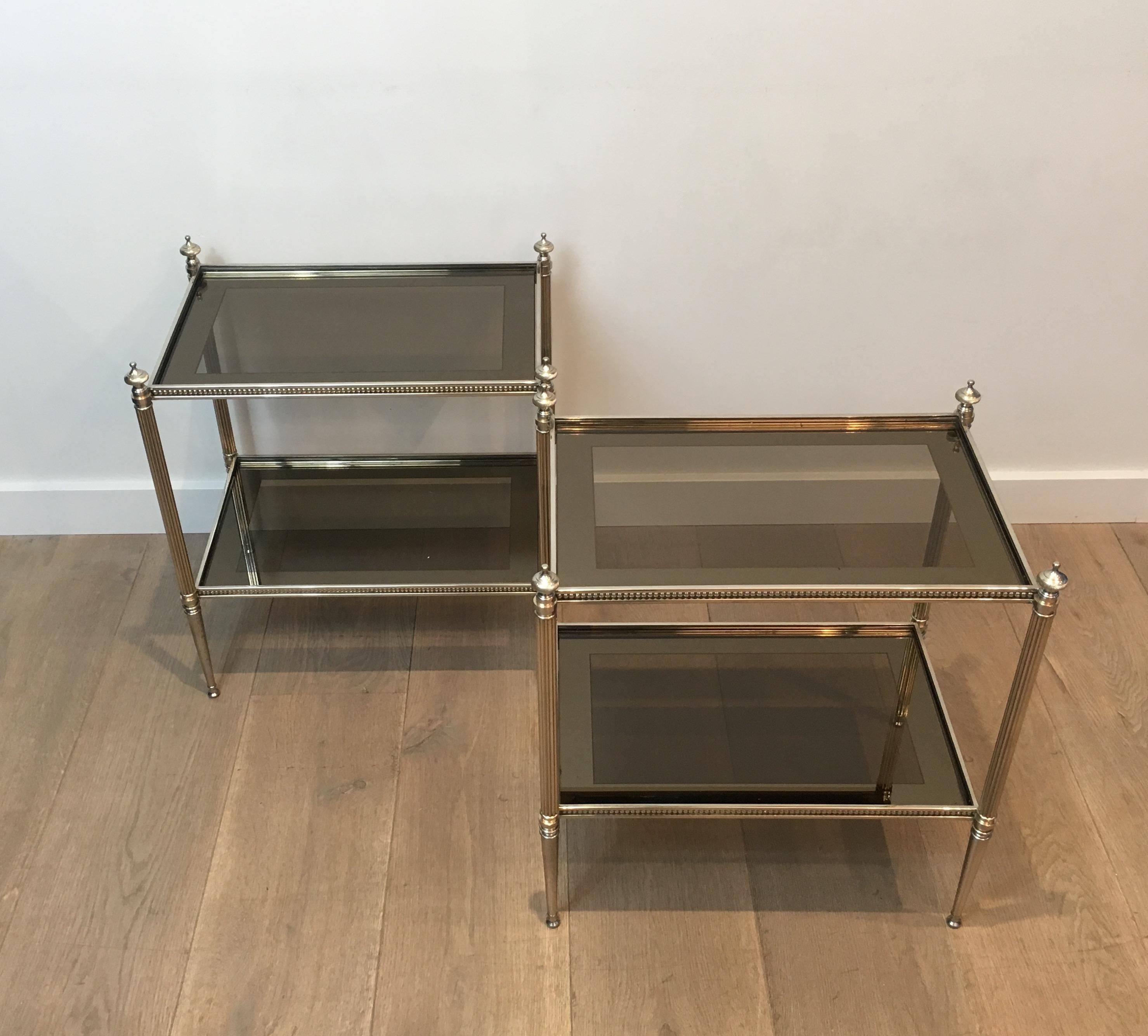 Pair of Neoclassical Stye Silvered Side Tables Attributed to Maison Jansen 13