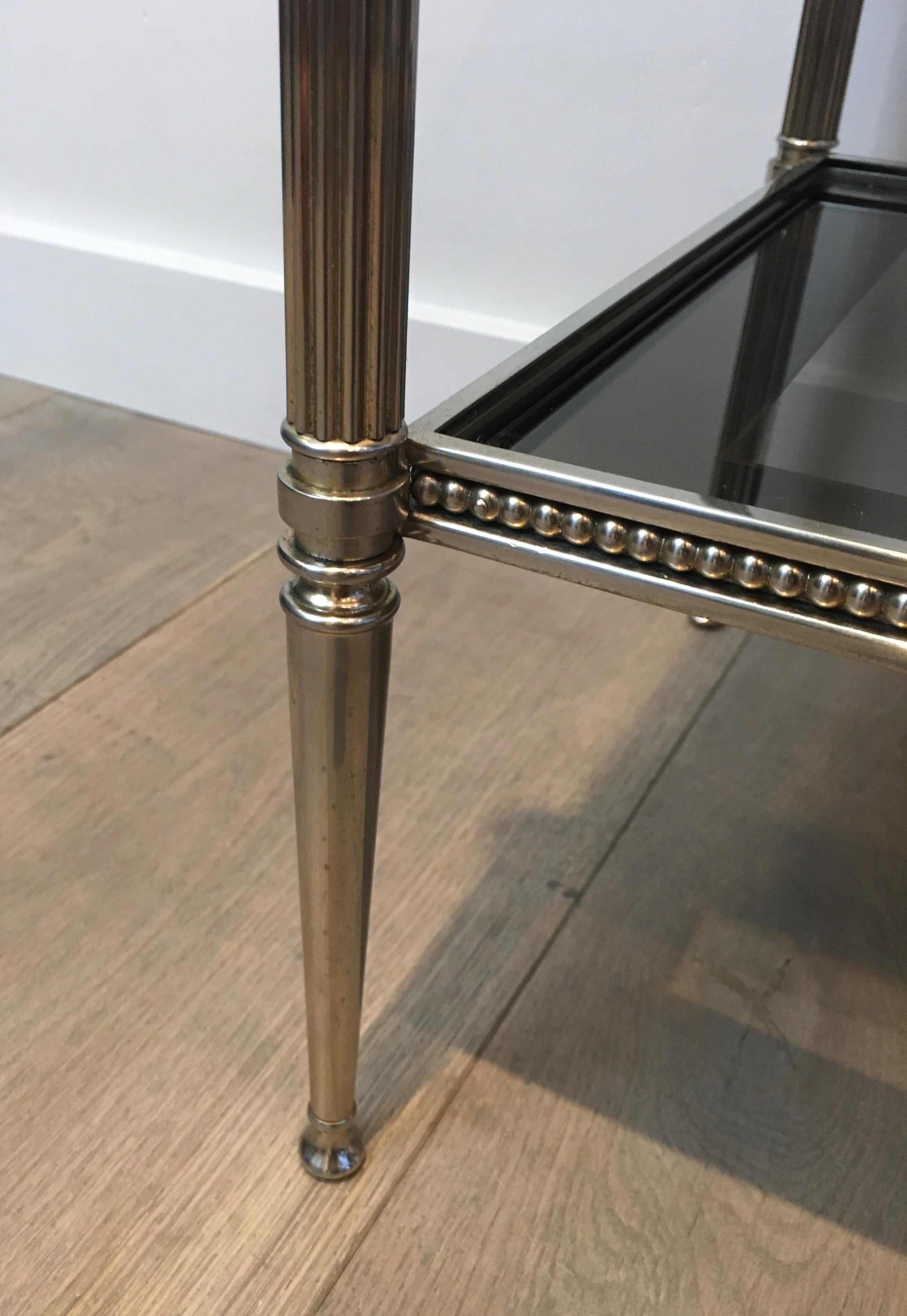 Pair of Neoclassical Stye Silvered Side Tables Attributed to Maison Jansen 1