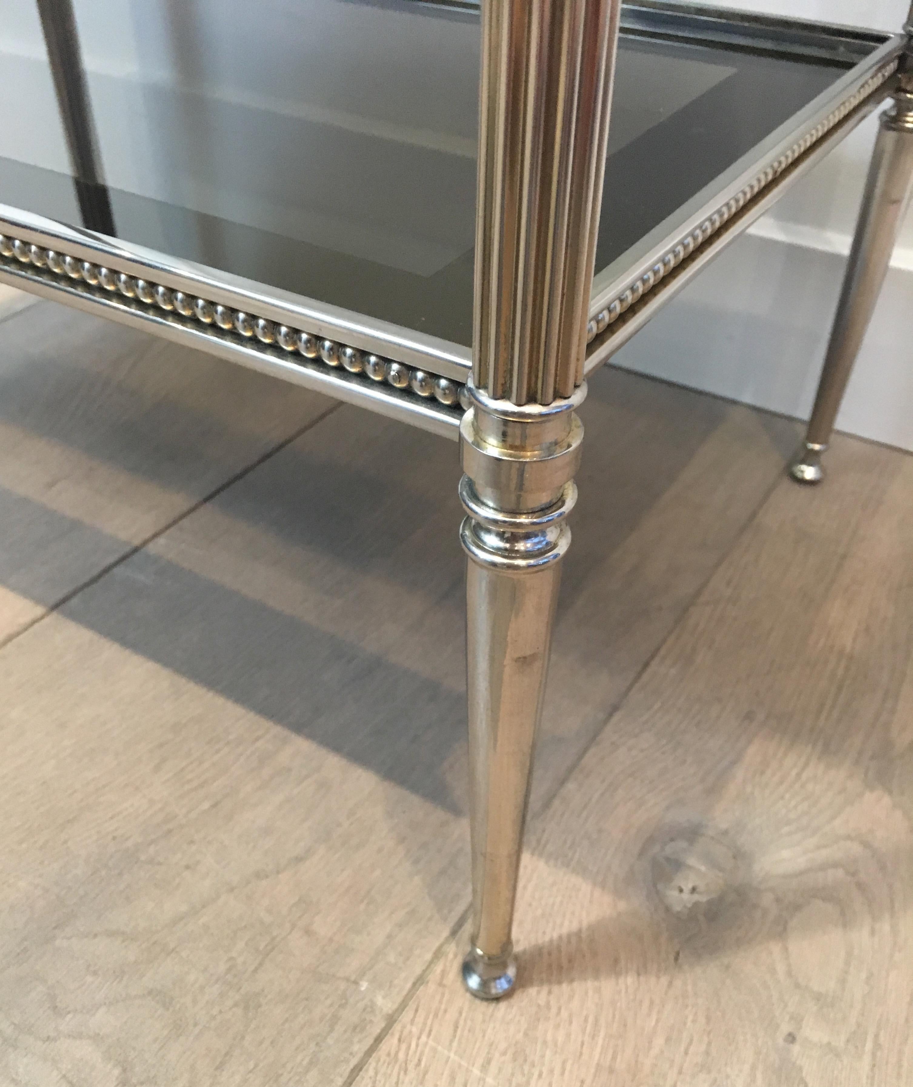 Pair of Neoclassical Stye Silvered Side Tables Attributed to Maison Jansen 2