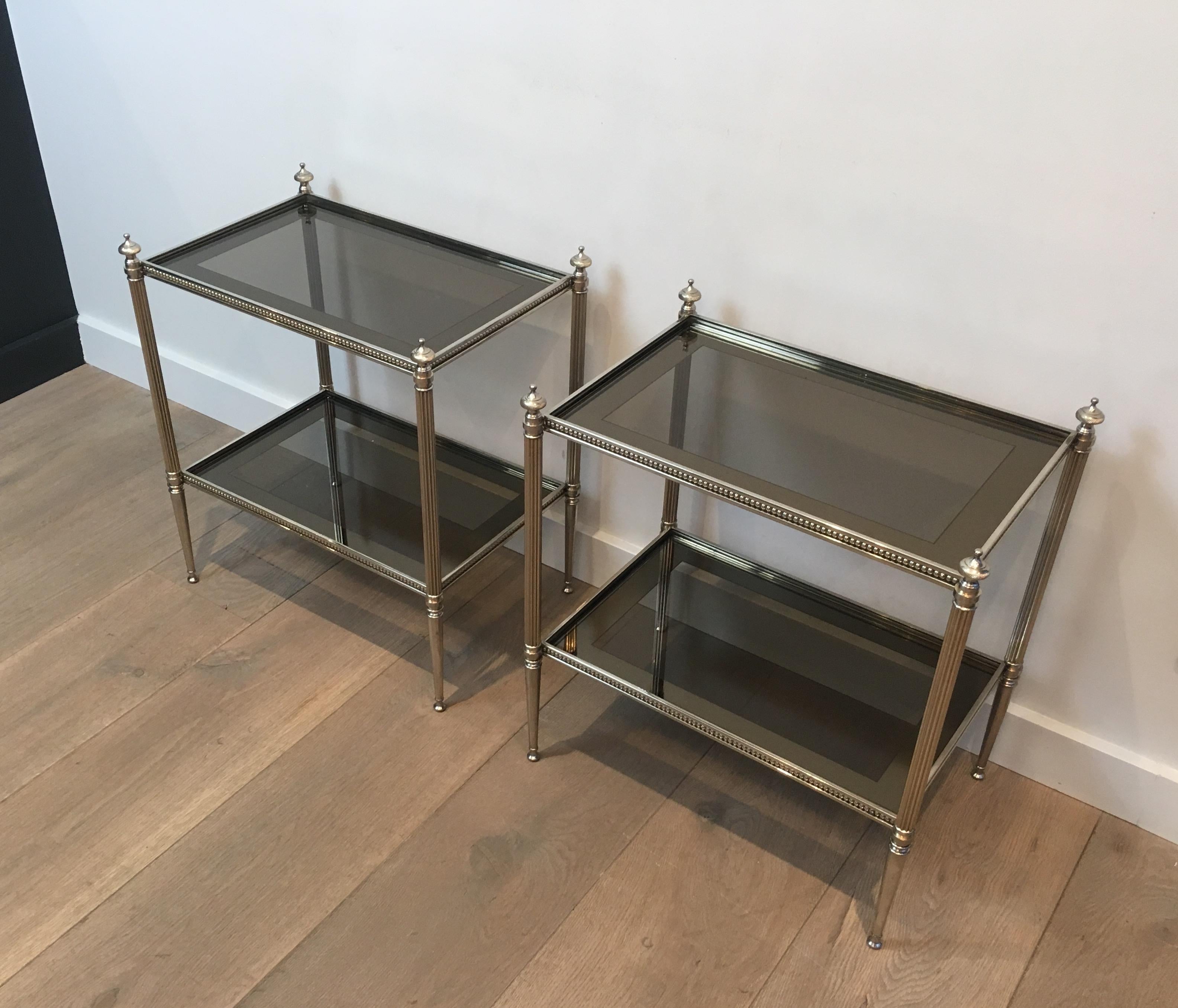 Pair of Neoclassical Stye Silvered Side Tables Attributed to Maison Jansen 3