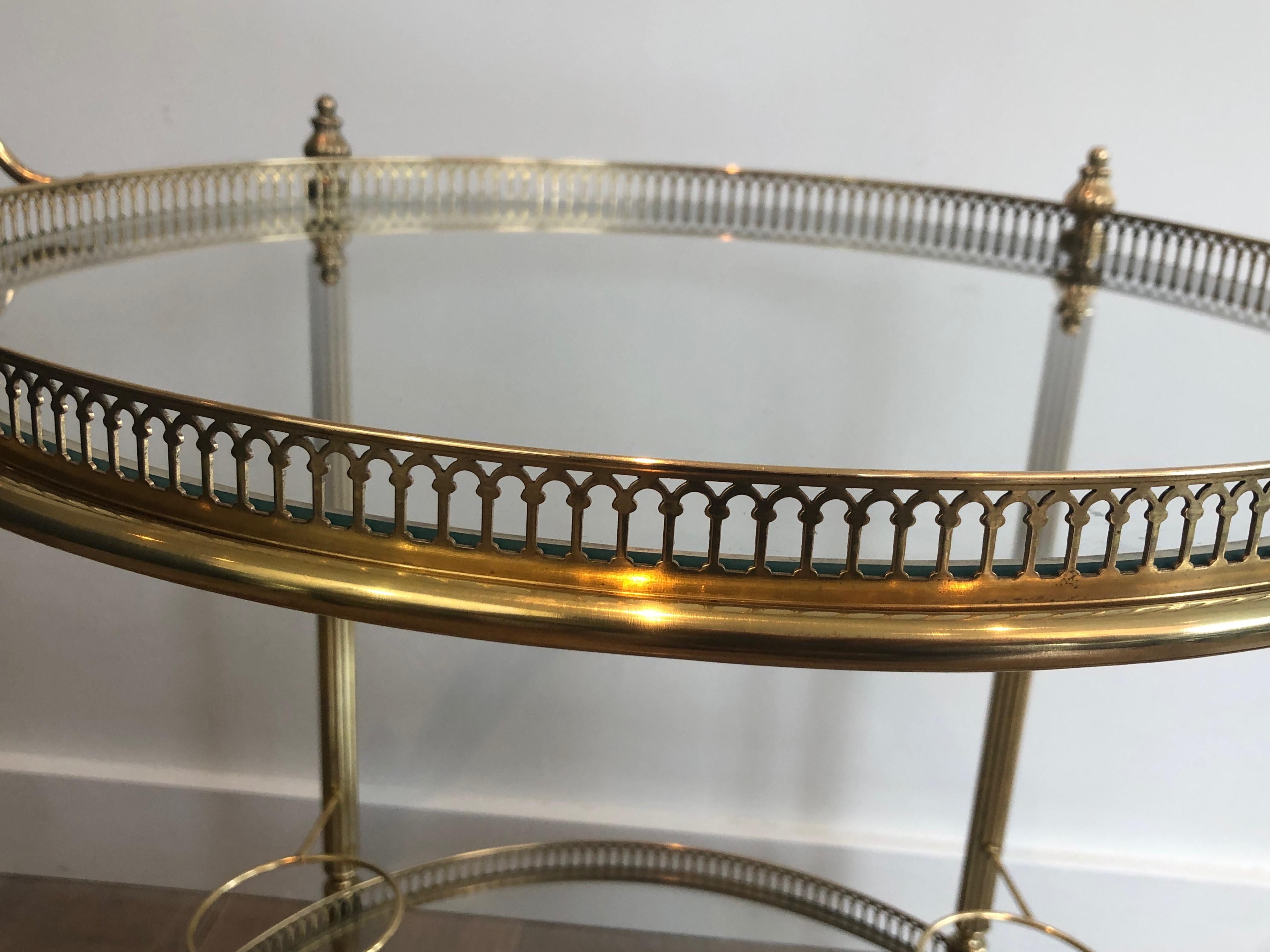 Attributed to Maison Jansen, Round Neoclassical Style Brass Drinks Trolley 5
