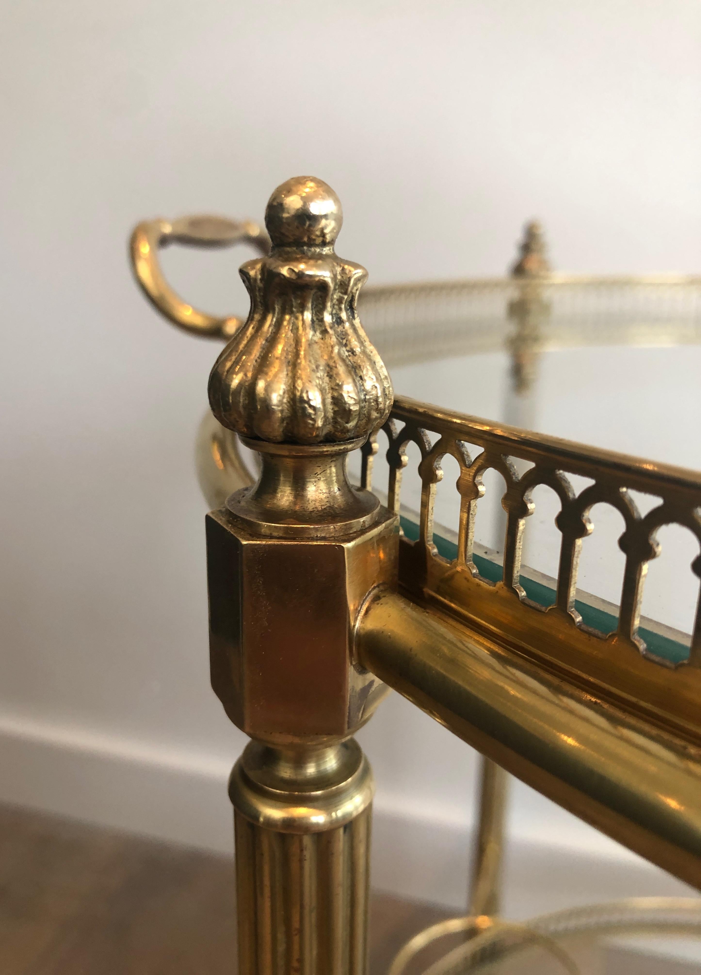 Attributed to Maison Jansen, Round Neoclassical Style Brass Drinks Trolley 8