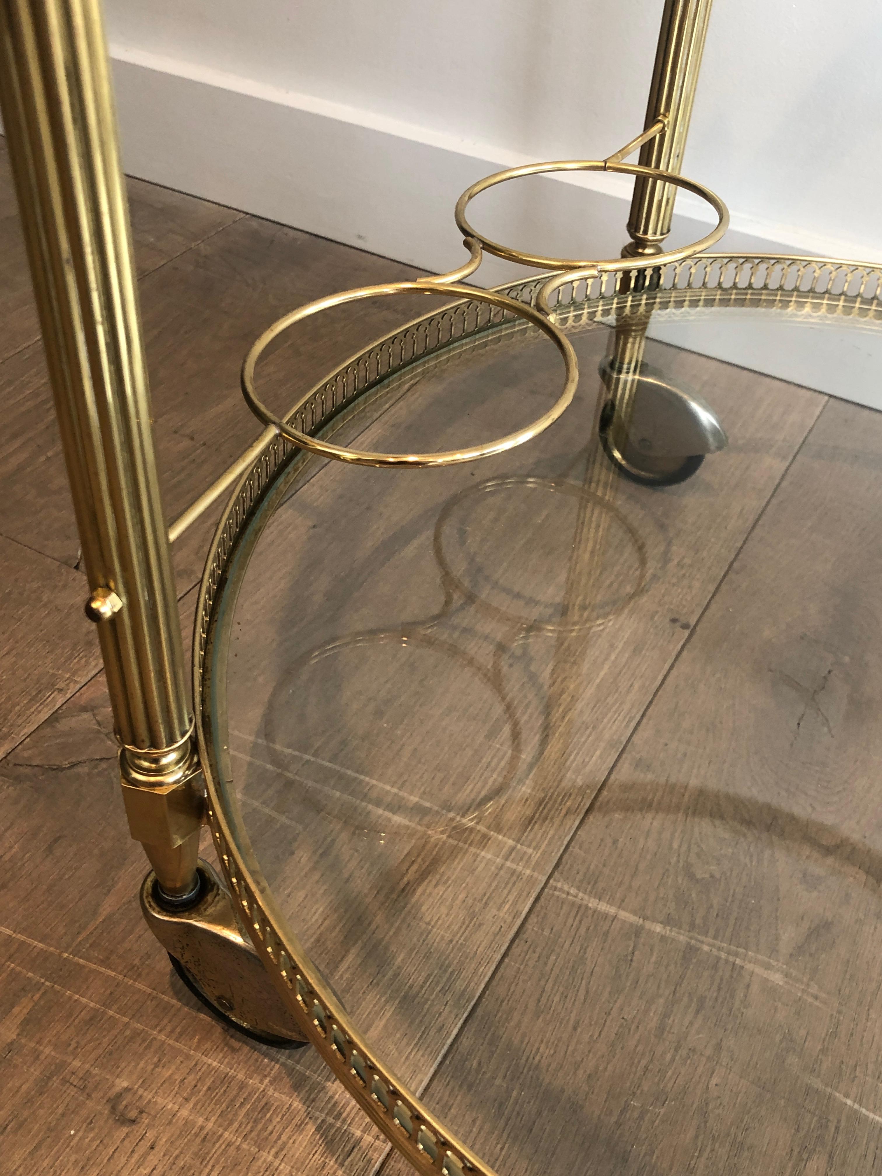 Attributed to Maison Jansen, Round Neoclassical Style Brass Drinks Trolley 9