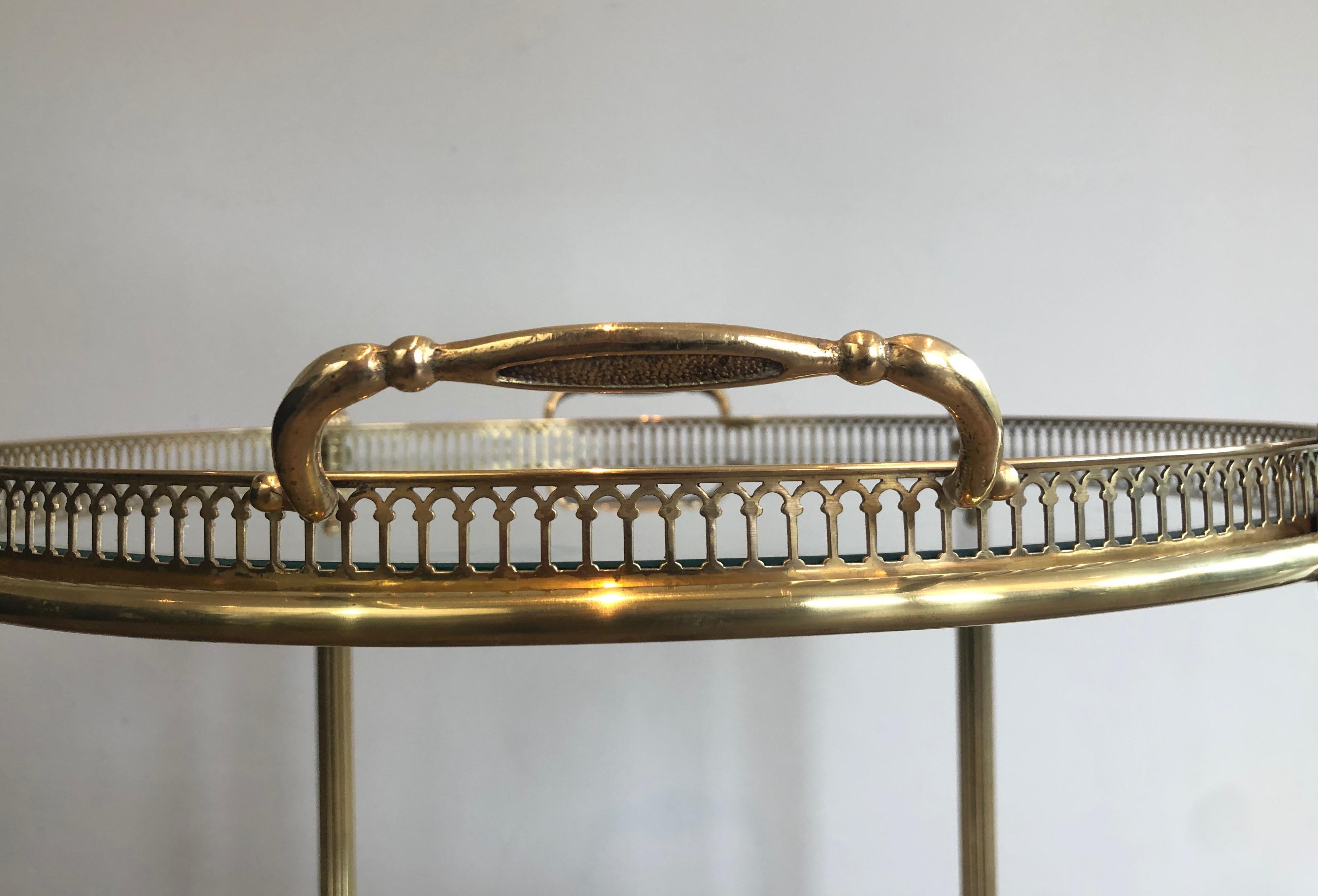 Attributed to Maison Jansen, Round Neoclassical Style Brass Drinks Trolley 1
