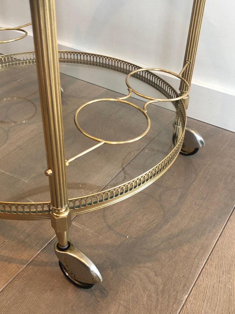 Attributed to Maison Jansen, Round Neoclassical Style Brass Drinks Trolley For Sale 2