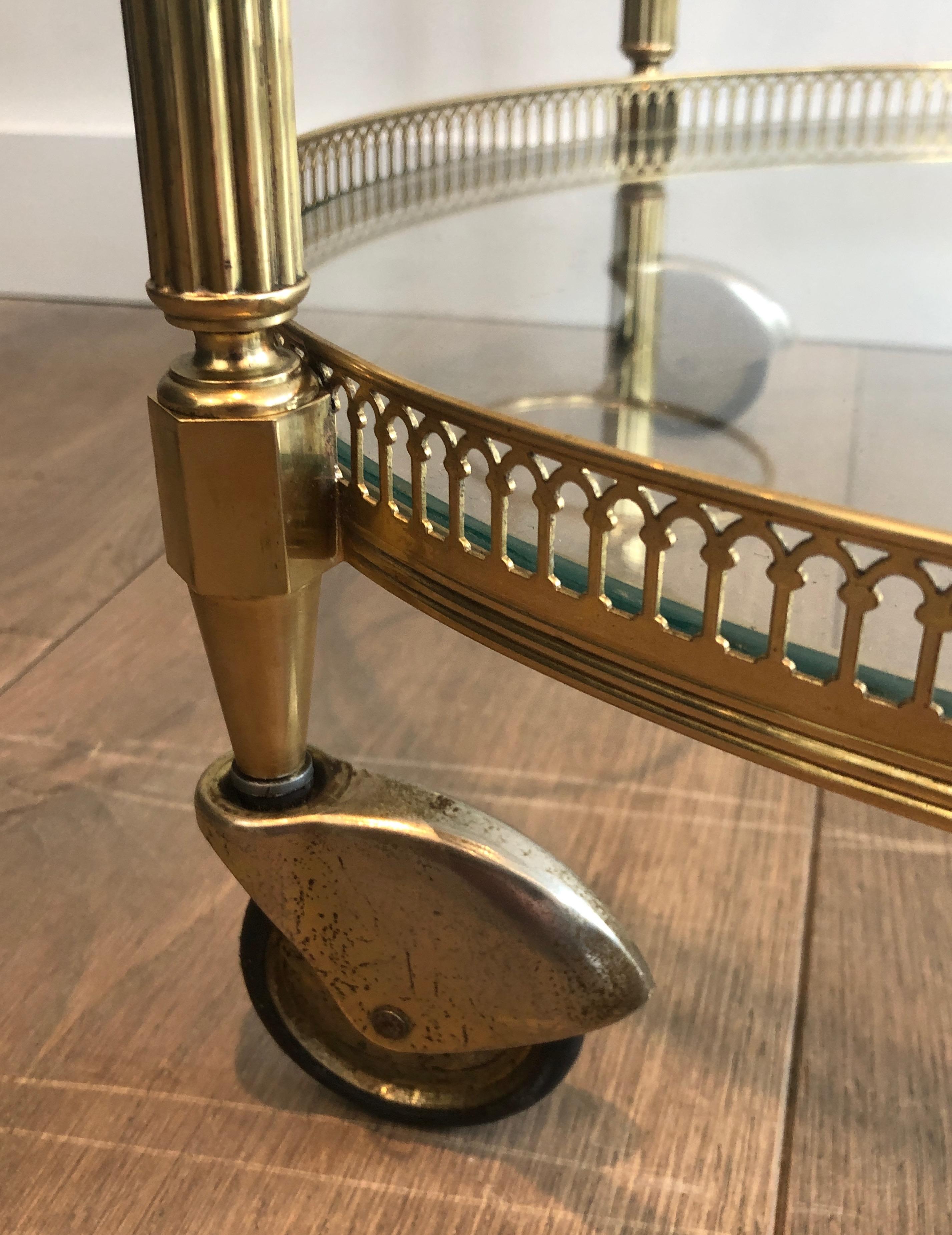Attributed to Maison Jansen, Round Neoclassical Style Brass Drinks Trolley 3