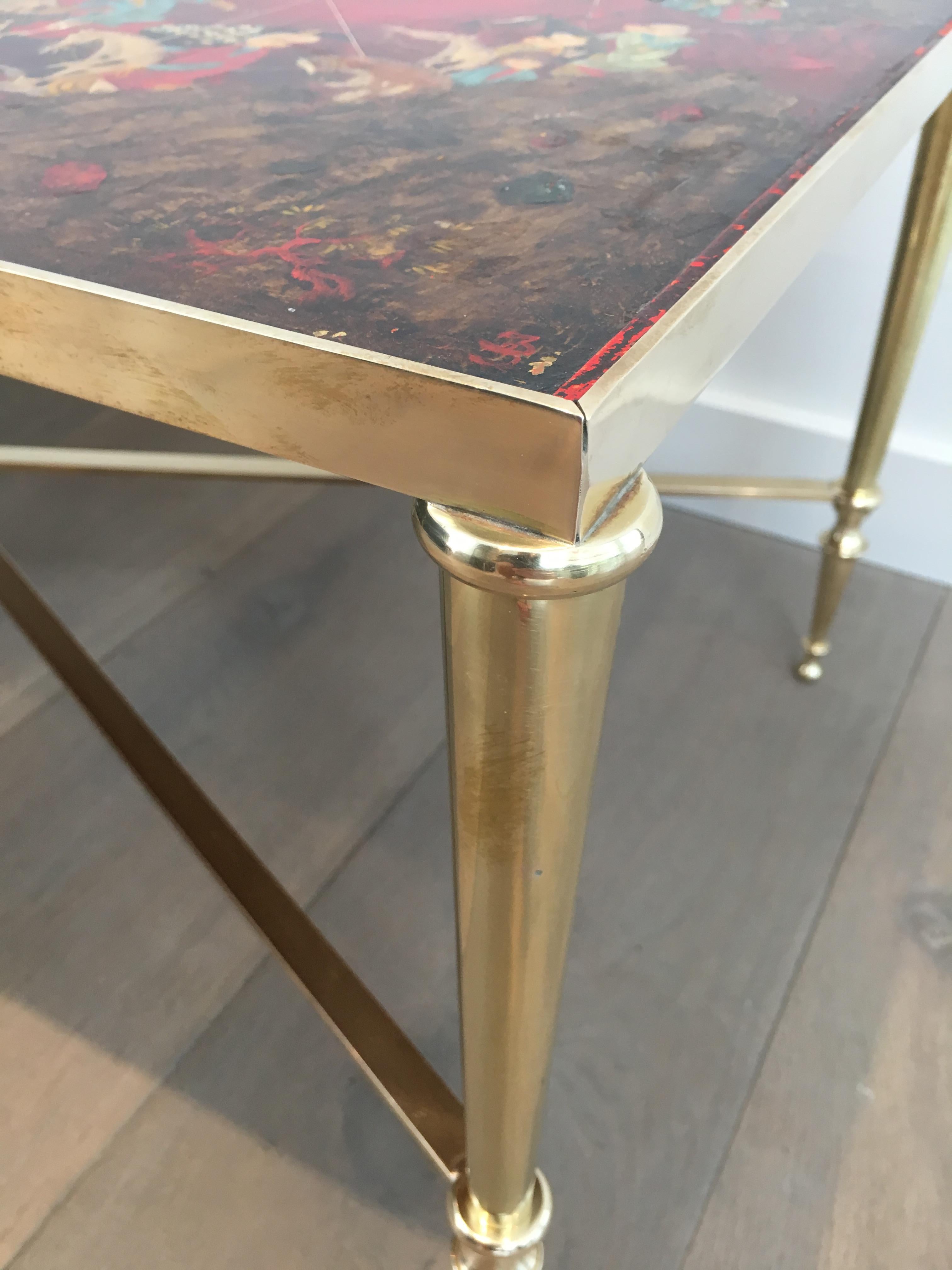 Attributed to Maison Jansen, Unique Neoclassical Coffee Table with Lacquered Top 4