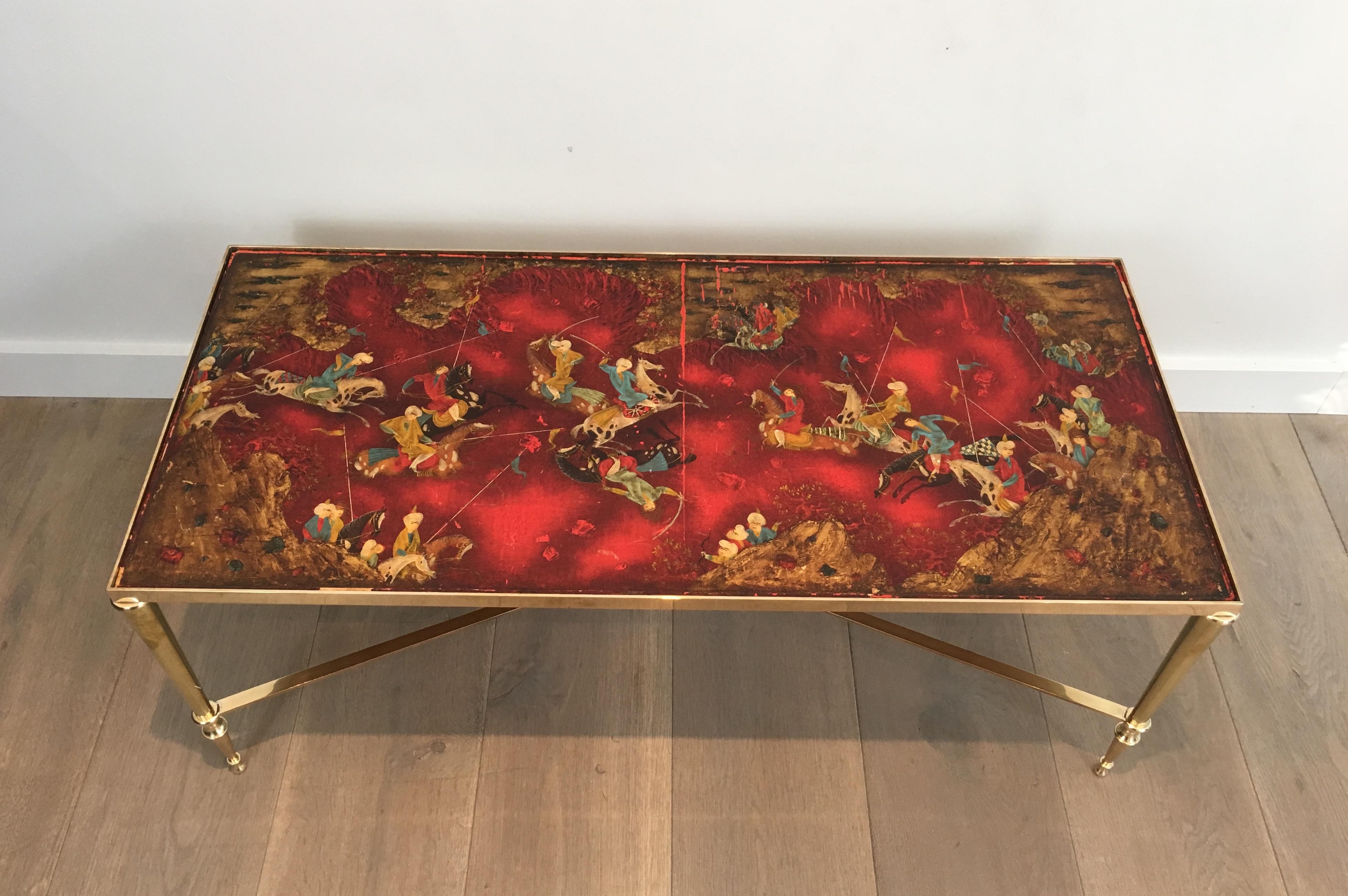 Attributed to Maison Jansen, Unique Neoclassical Coffee Table with Lacquered Top 8