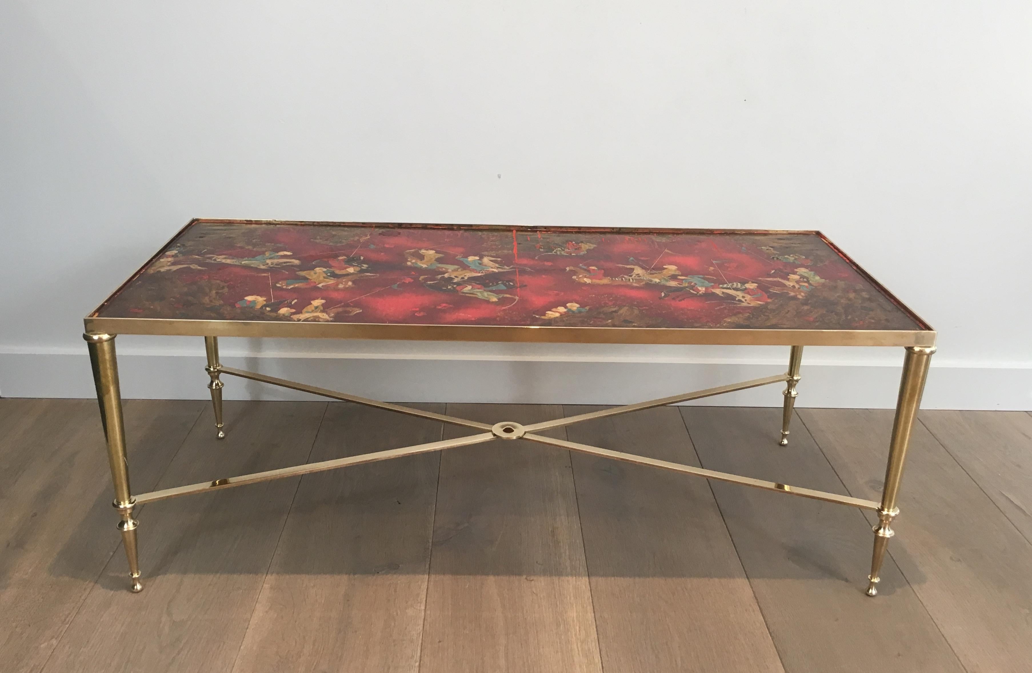 Attributed to Maison Jansen, Unique Neoclassical Coffee Table with Lacquered Top 9