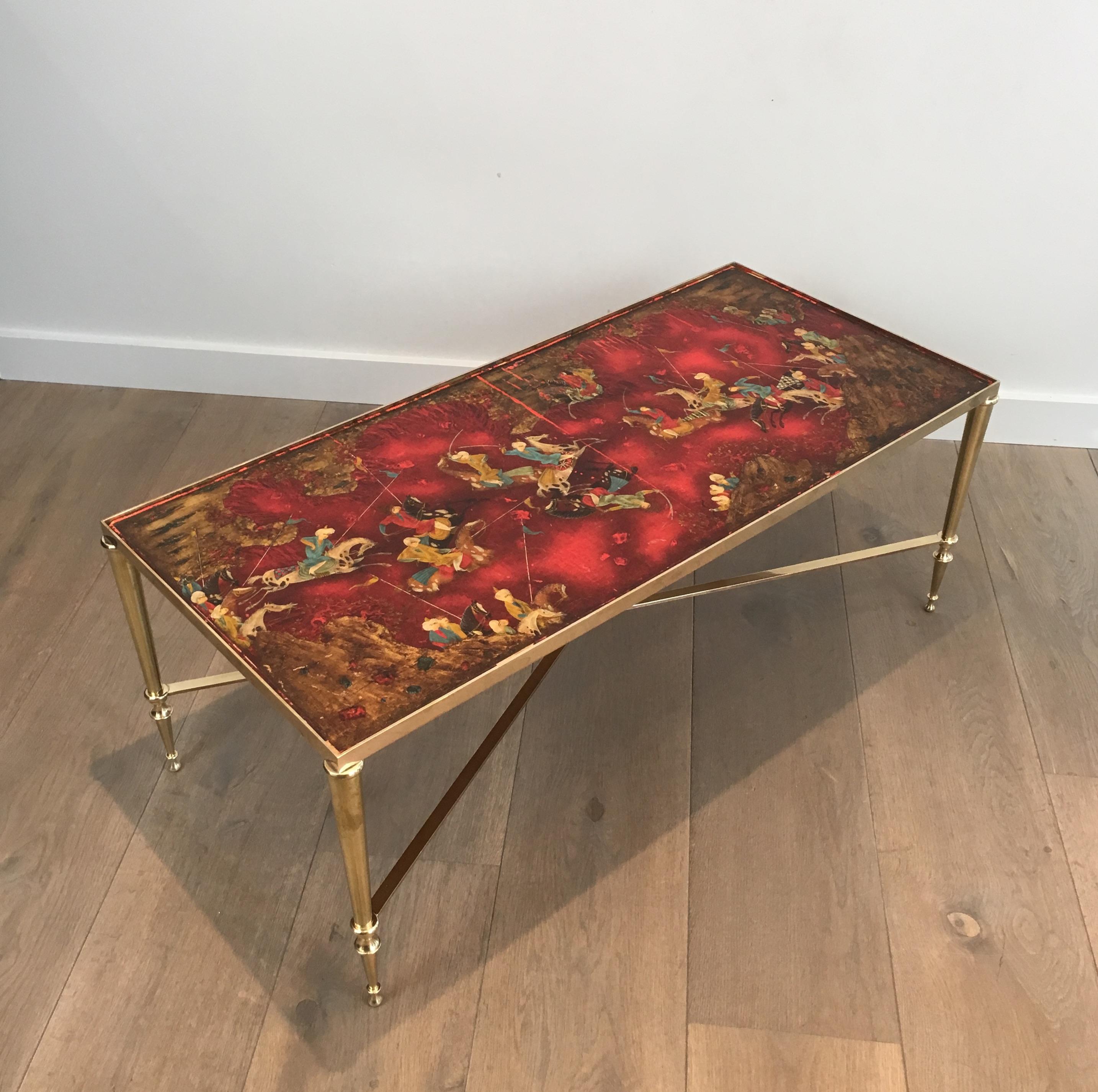 Attributed to Maison Jansen, Unique Neoclassical Coffee Table with Lacquered Top 10