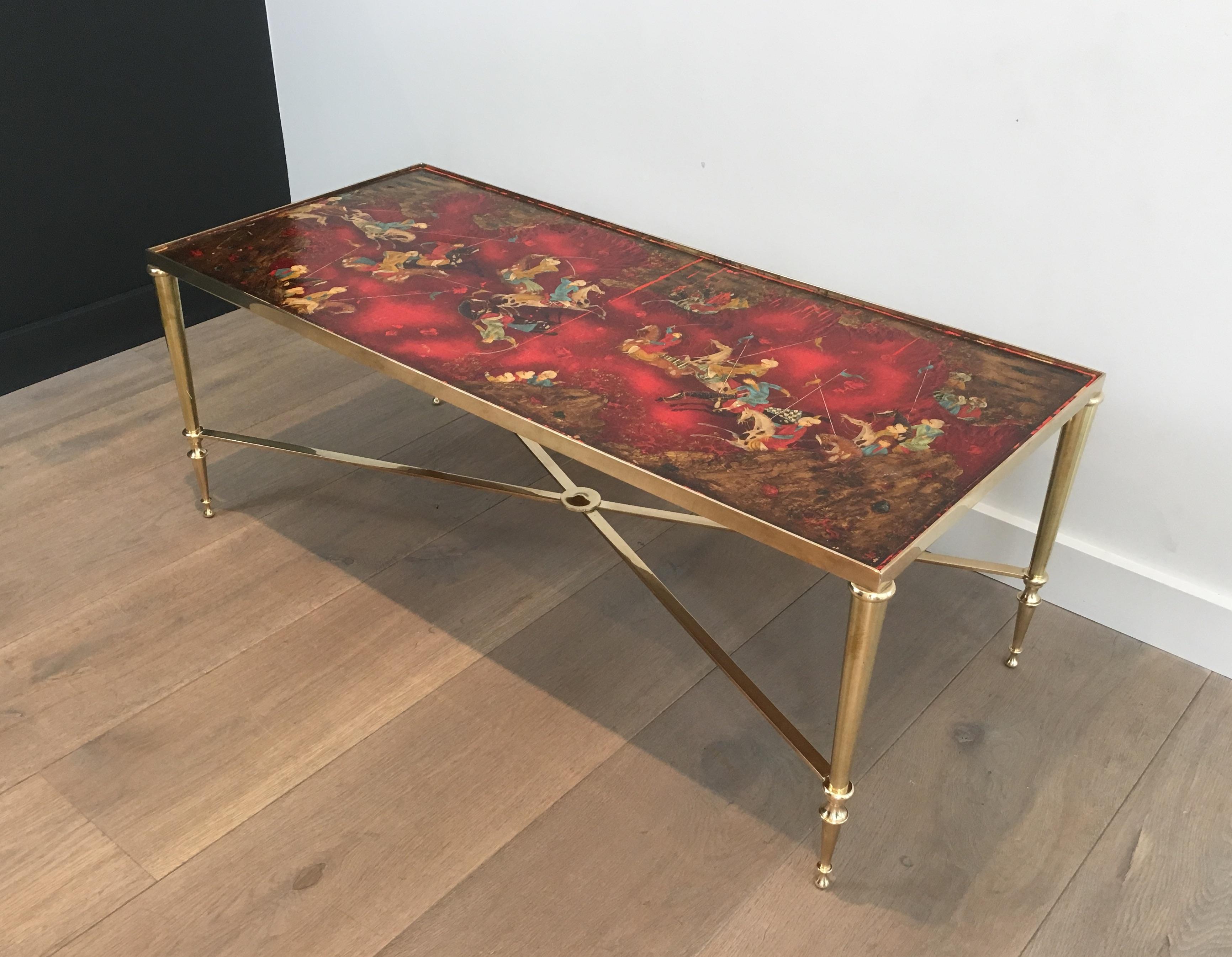Attributed to Maison Jansen, Unique Neoclassical Coffee Table with Lacquered Top 11