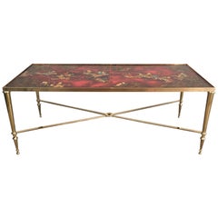 Attributed to Maison Jansen, Unique Neoclassical Coffee Table with Lacquered Top