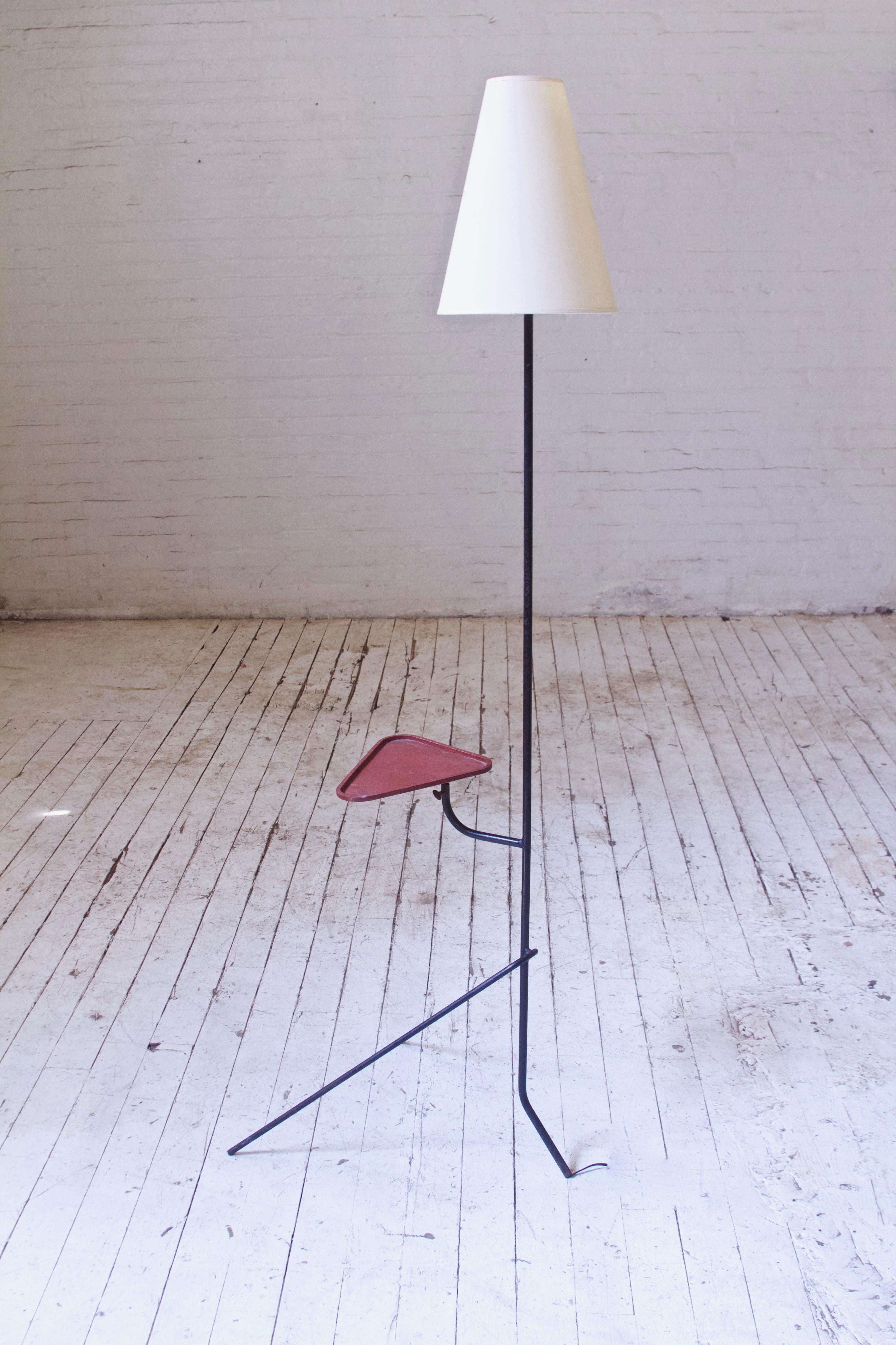 Modern Attributed to Mathieu Matégot Floor Lamp with Adjustable Tray, France, 1950s