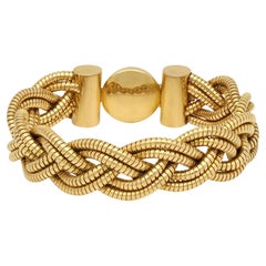 Attributed To Mellerio dits Meller Retro Woven Tubogas 18ct Yellow Gold Bracelet