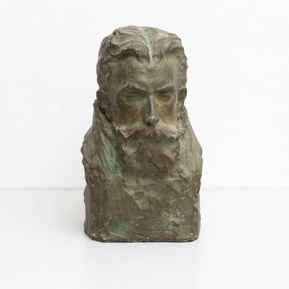 Mid-Century Modern Attributed to Miquel Blay Plaster Bust Plaster Sculpture, circa 1930s For Sale