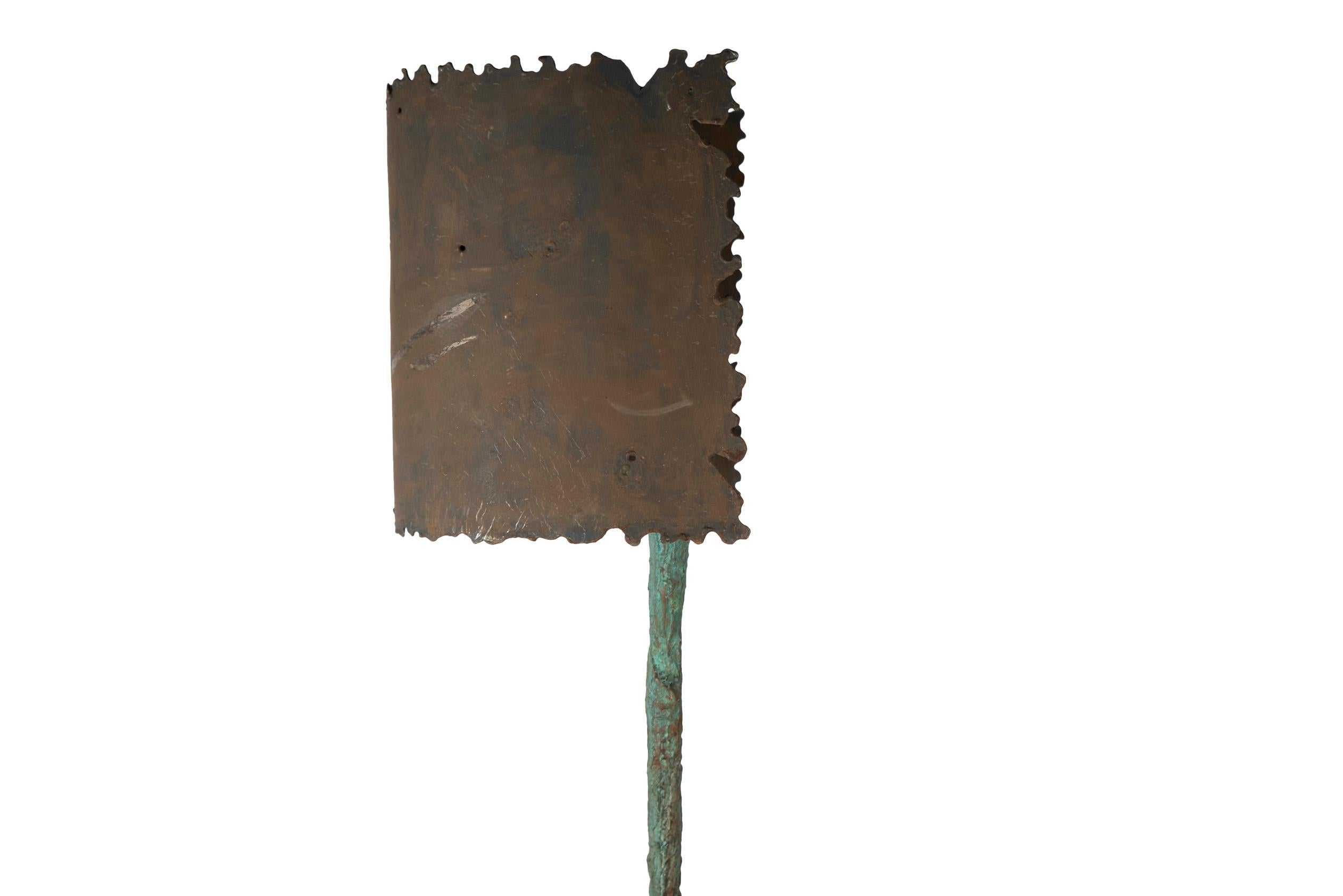 Attributed to Nadine Effront,
Bronze floor lamp,
Sheet metal lampshade,
circa 1980, France.
Measures: Height 188 cm, diameter 40 cm.