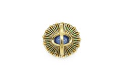Attributed to Nardi Gold, Cabochon Sapphire and Emerald and Diamond Ring
