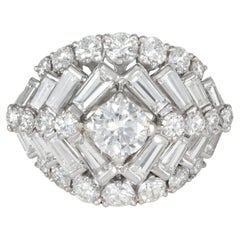 Attributed to Oscar Heyman Mid-Century Stepped Chevron Diamond Cocktail Ring