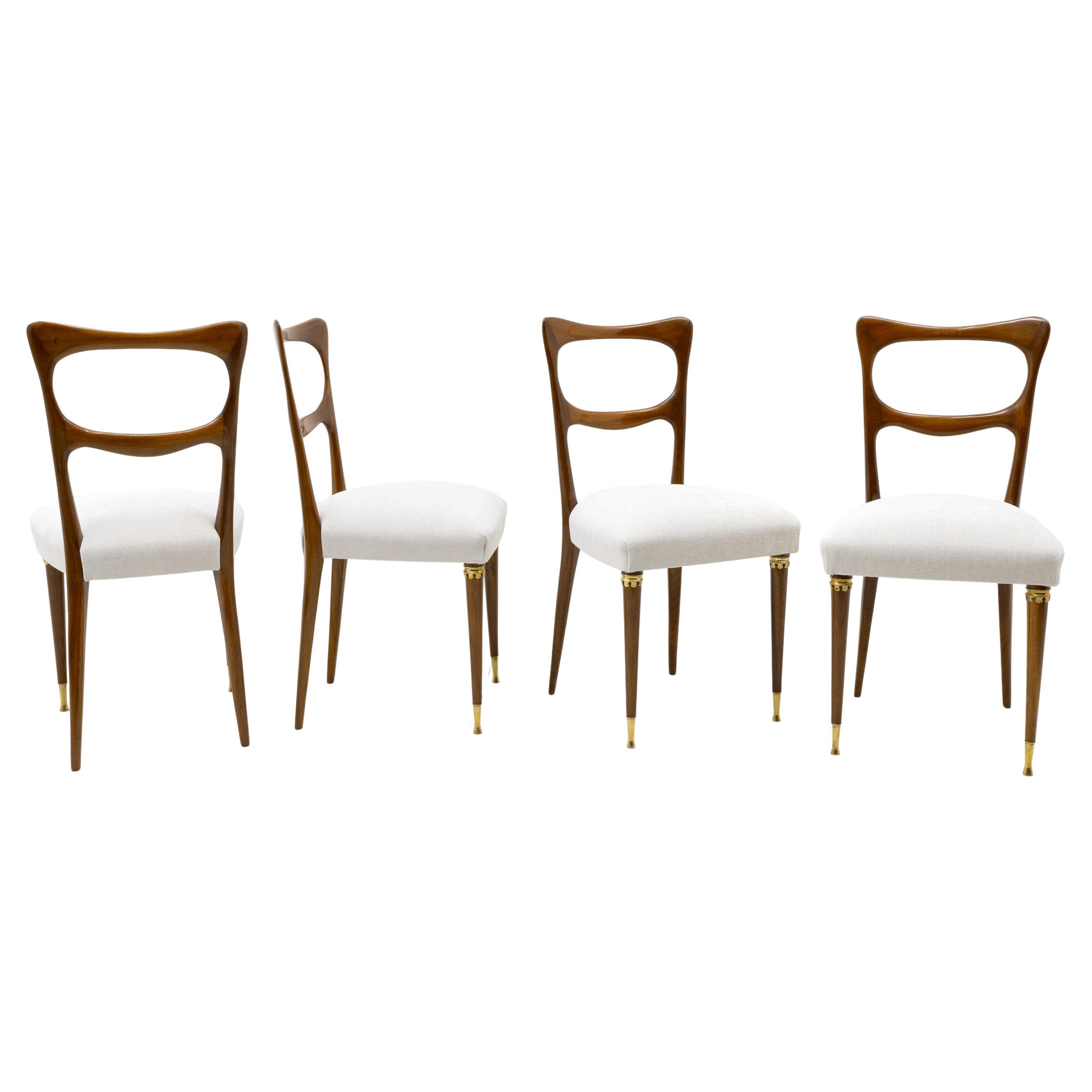 Attributed to Paolo Buffa Mid-Century Modern Dinning Chairs, 1950s, Set of Four For Sale